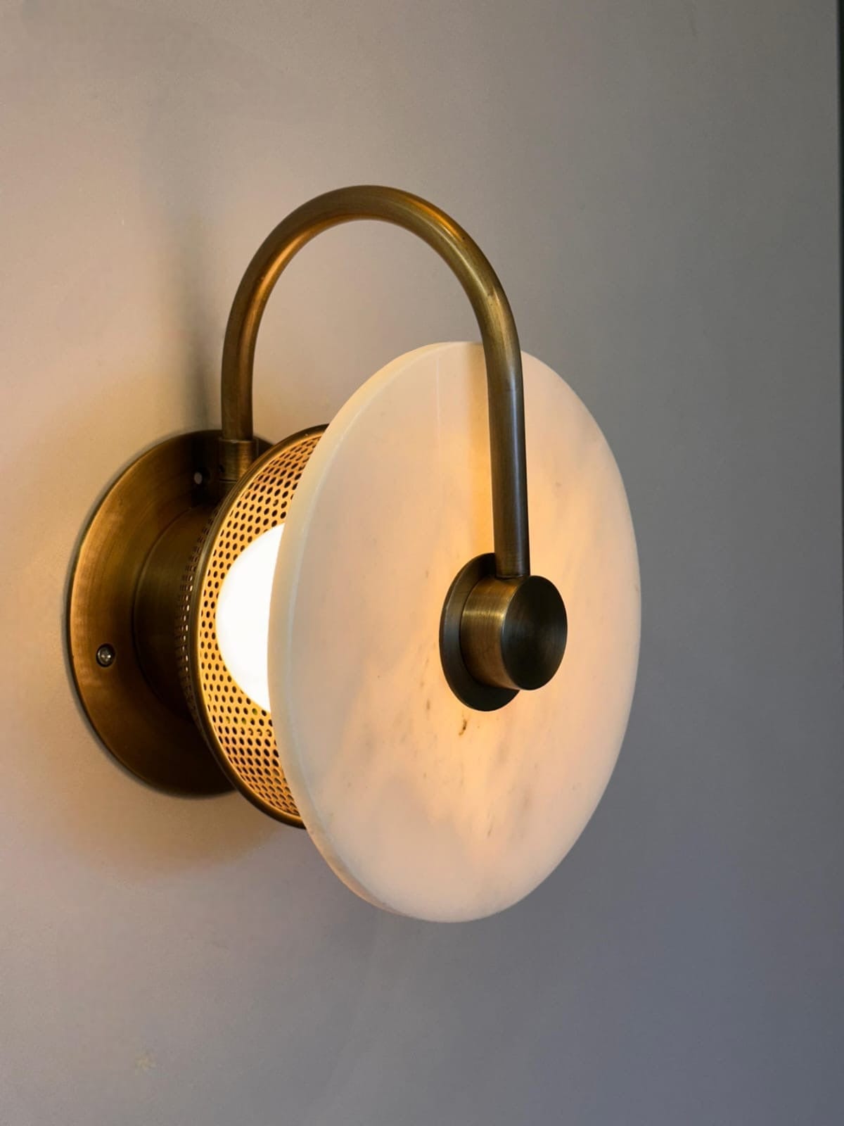 Arel Lighting Antique Brass ALISTER MINI Marble Sconce