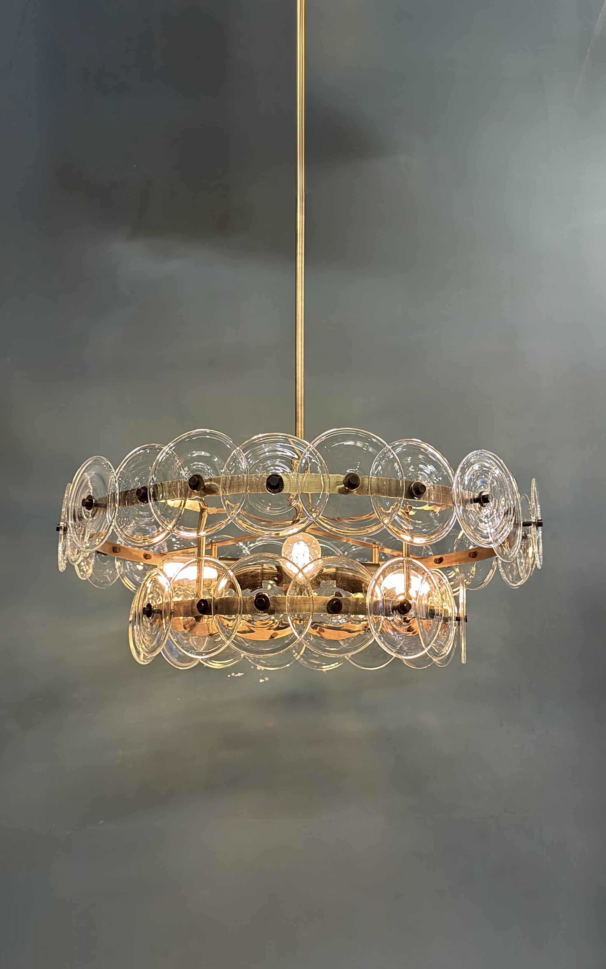 Arel Lighting Antique Brass ANNOT Fusion Glass Chandelier