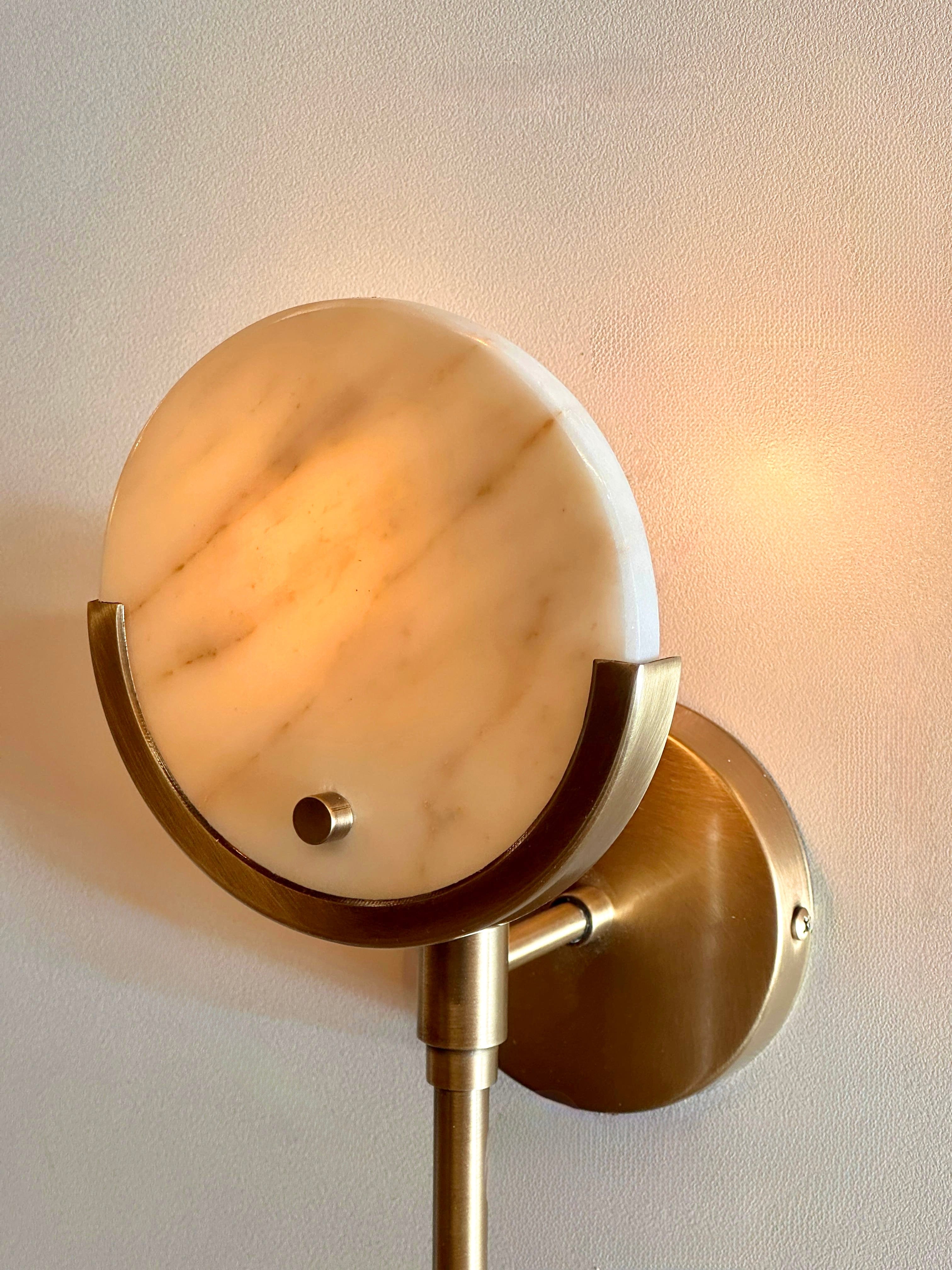 Arel Lighting Antique Brass GAFSA Marble Sconce