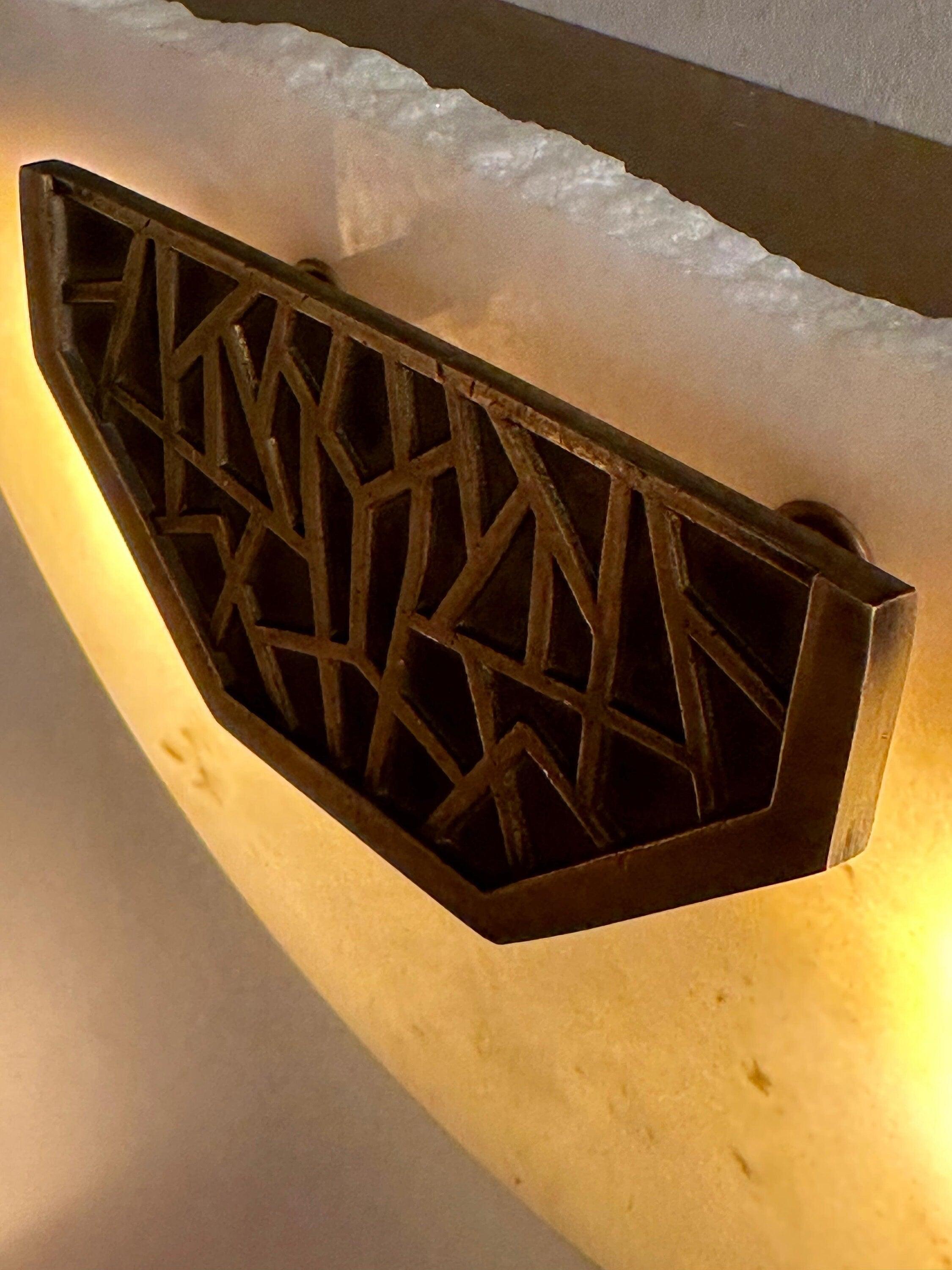 Arel Lighting Antique Brass LAMIA Marble Sconce