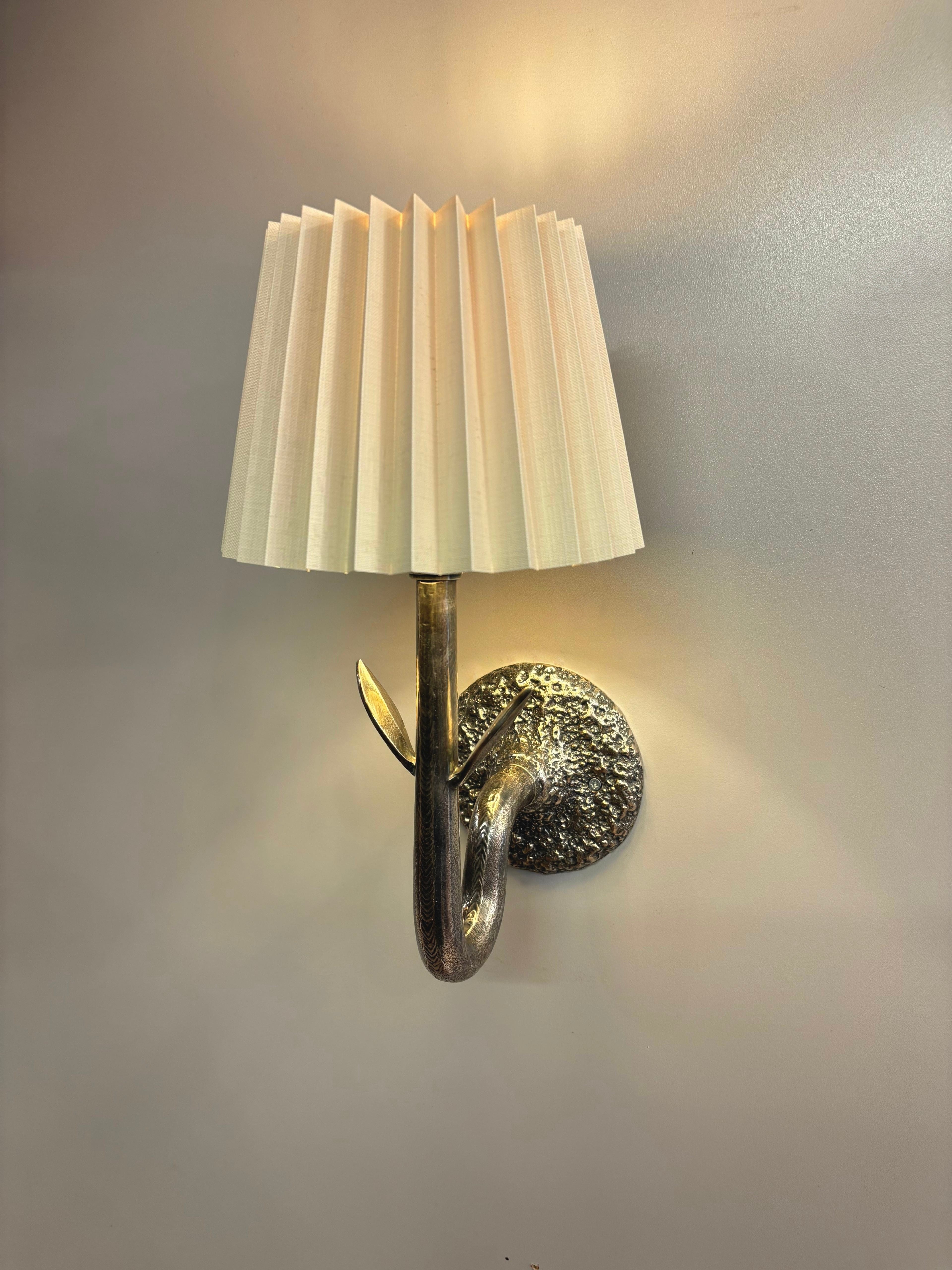 Arel Lighting Antique Silver / Plastic Fabric FORIN Eclectic Brass Wall Sconce