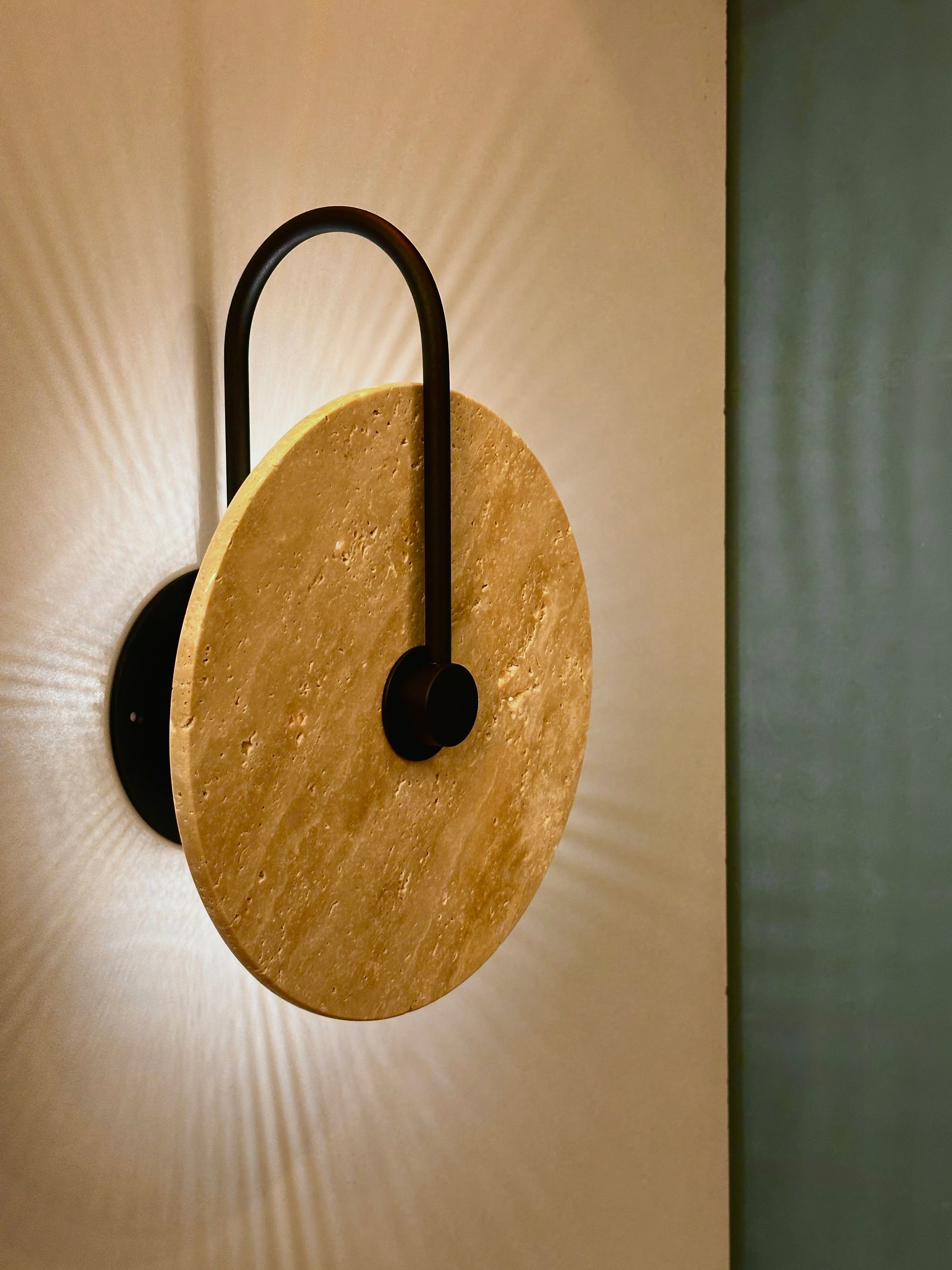 Arel Lighting Black ALISTER TRAVERTINE Sconce