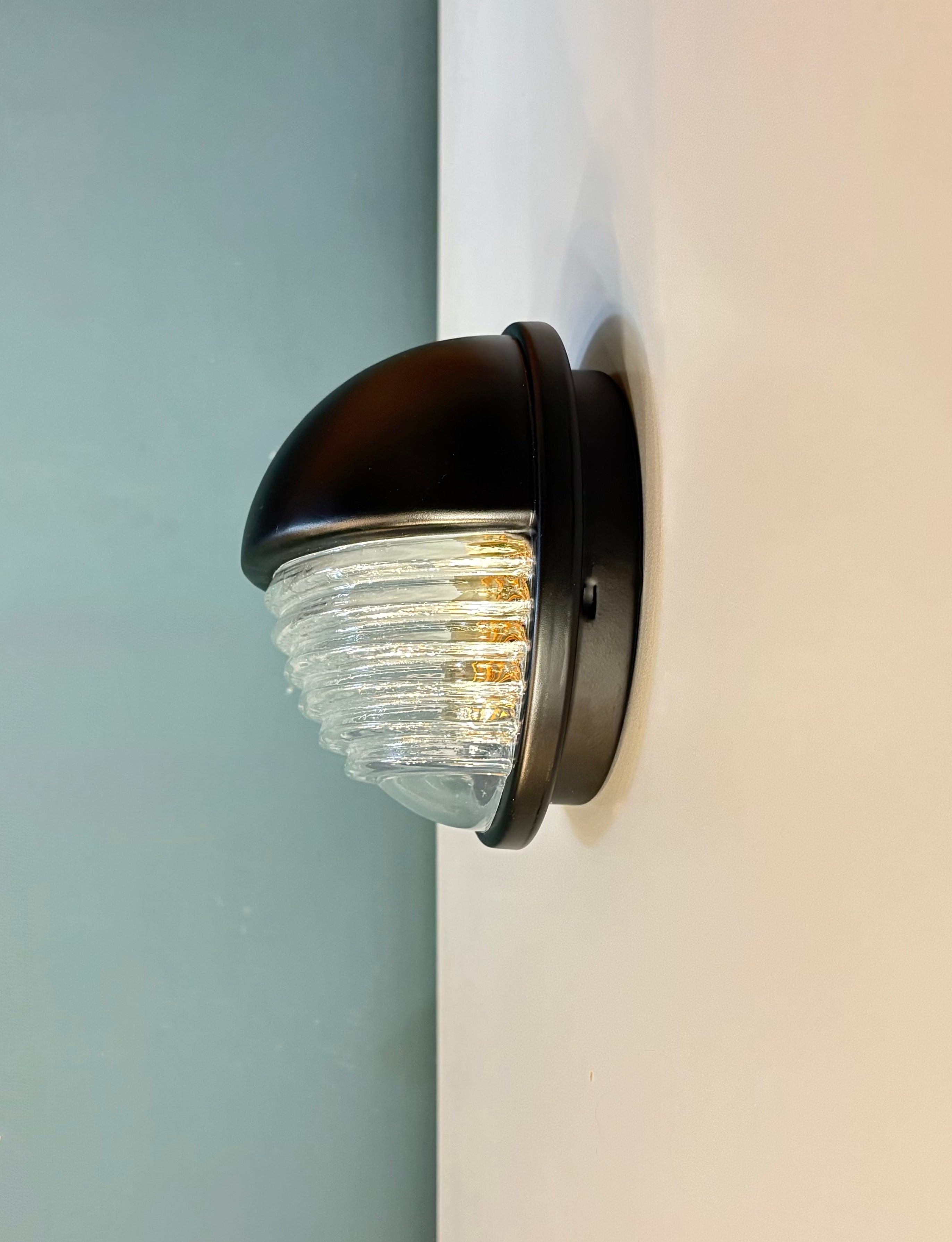 Arel Lighting Black LUTSK Nautical Brass Outdoor Wall Light