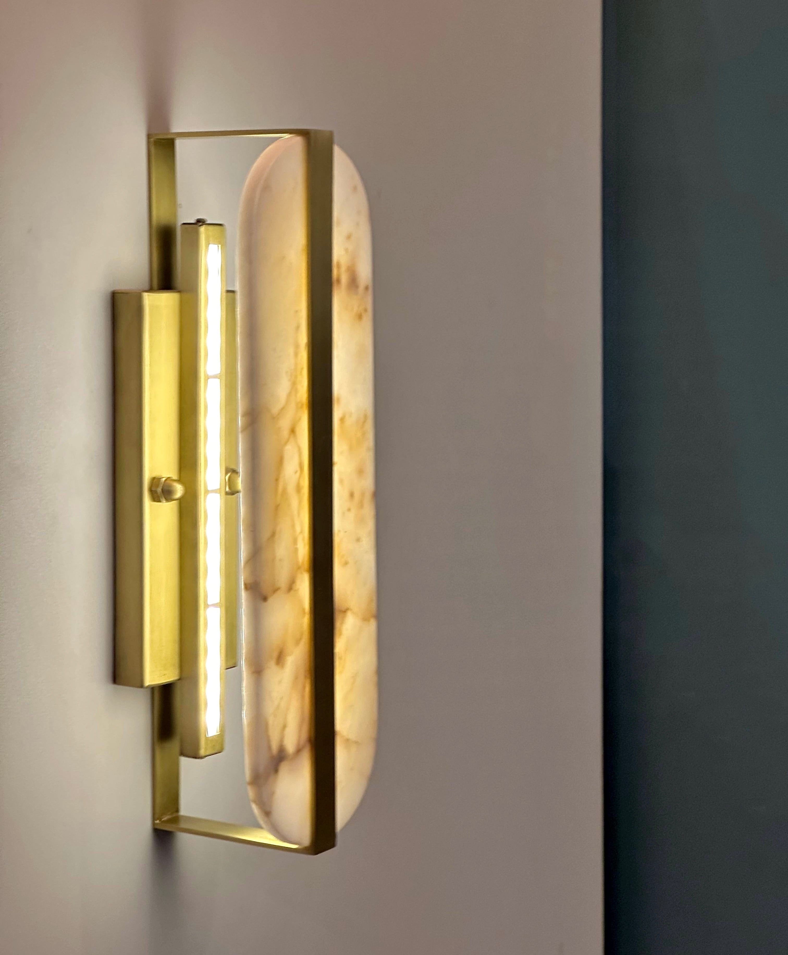 Arel Lighting Brushed Brass ASENOV Marble Sconce