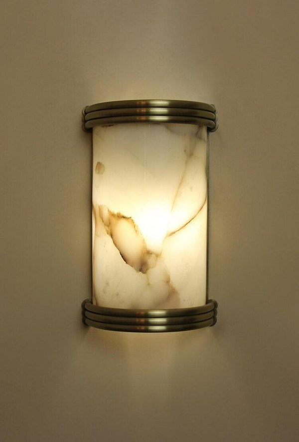 Arel Lighting Brushed Brass NICHE Marble Art Deco Wall Sconce