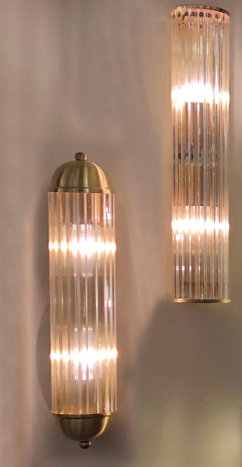 Arel Lighting brushed brass / Transparent DECO GLASS LINE Wall Sconce