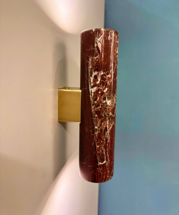 Arel Lighting FUSADA Rosso Levanto Marble Two Way Wall Sconce
