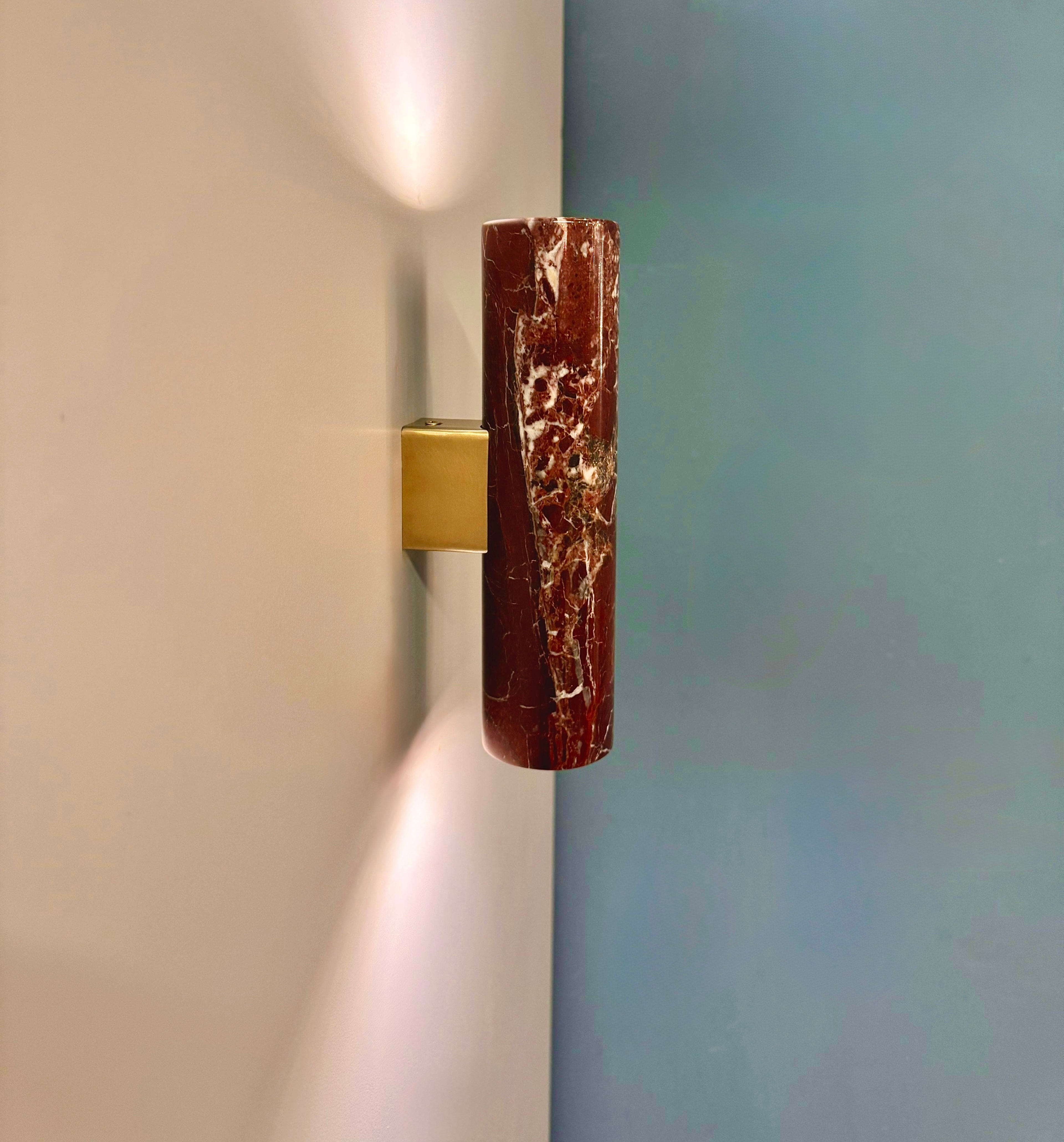 Arel Lighting FUSADA Rosso Levanto Marble Two Way Wall Sconce
