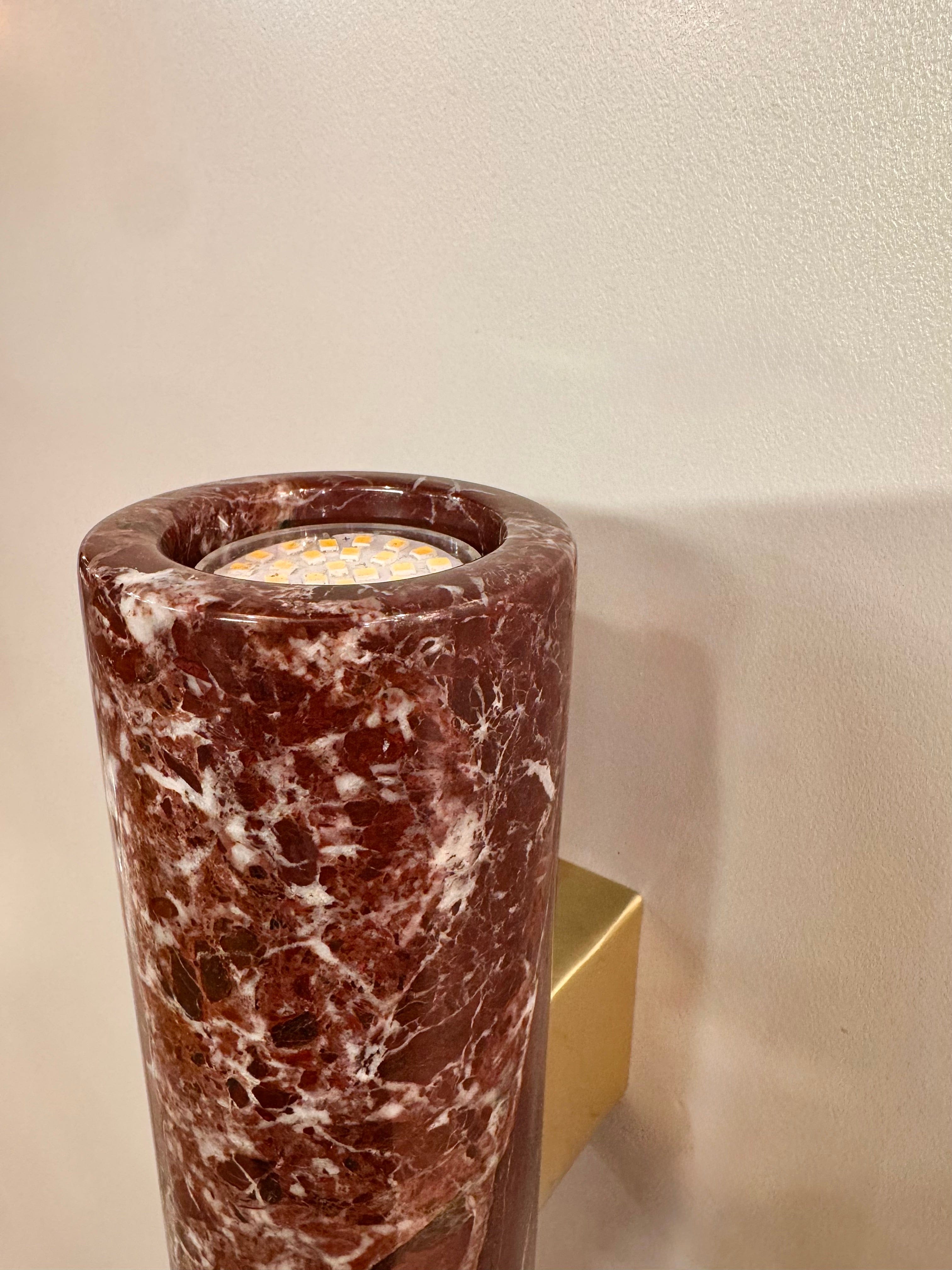 Arel Lighting FUSADA Rosso Levanto Marble Two Way Wall Sconce