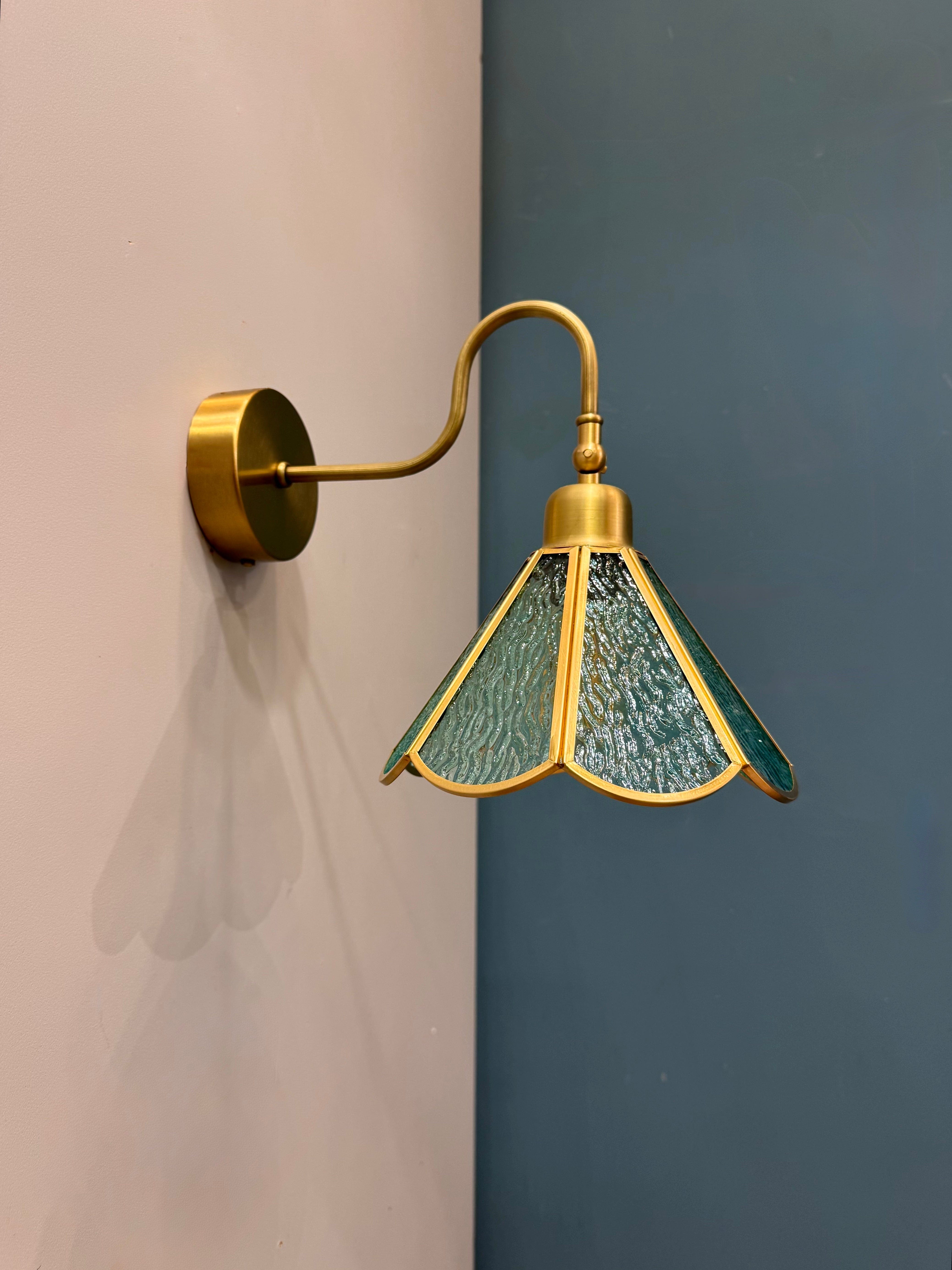 Arel Lighting GABROV Vintage Brass Swan Arm Wall Sconce