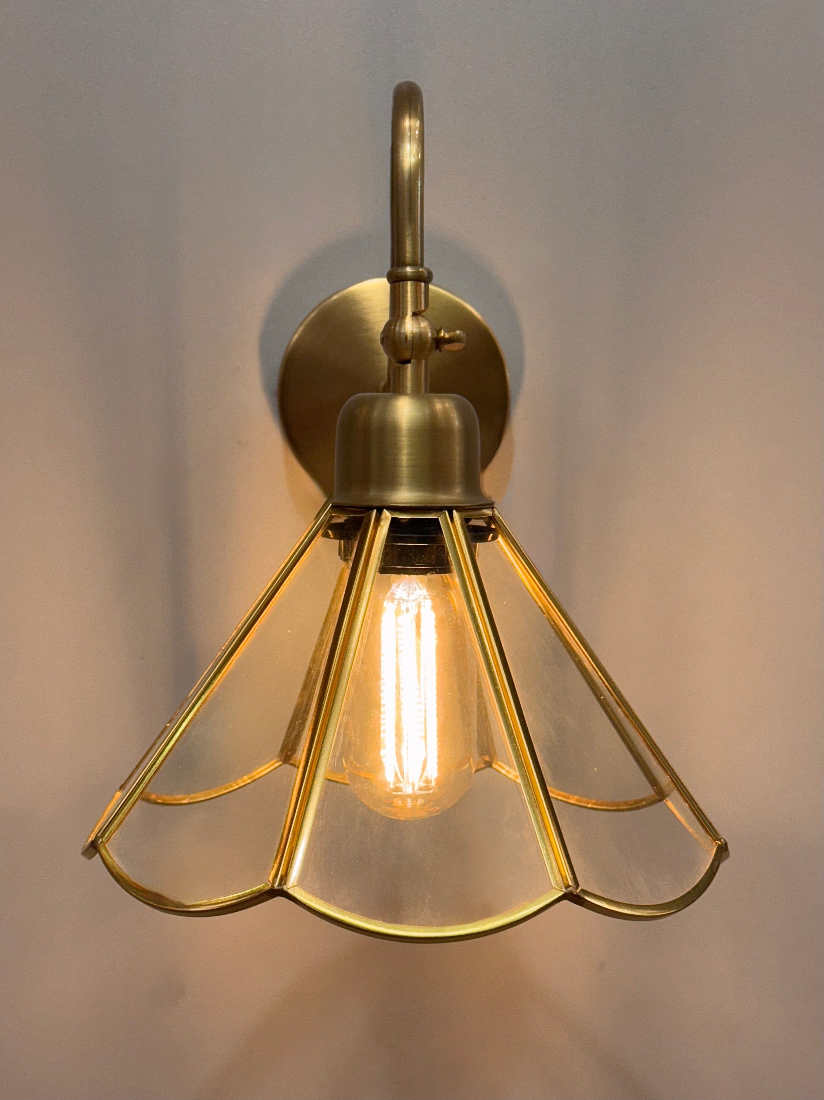 Arel Lighting GABROV Vintage Brass Swan Arm Wall Sconce