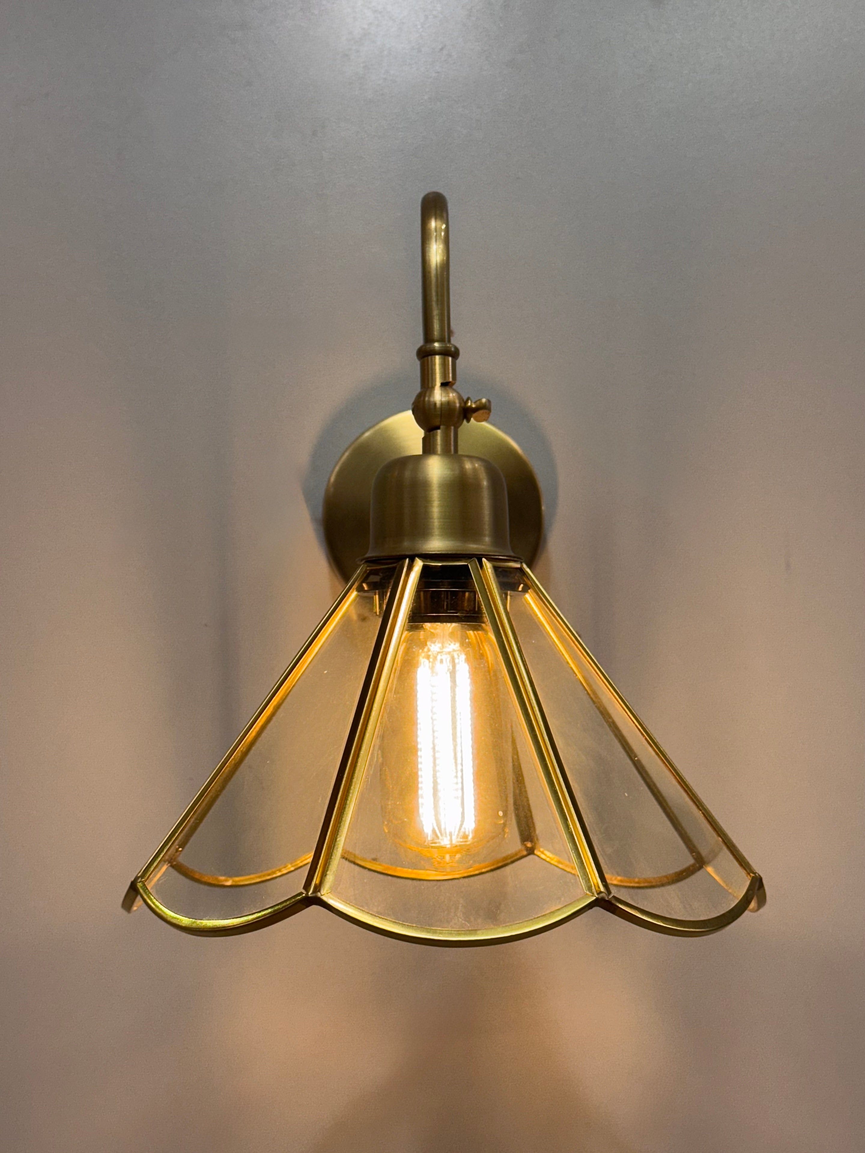 Arel Lighting GABROV Vintage Brass Swan Arm Wall Sconce