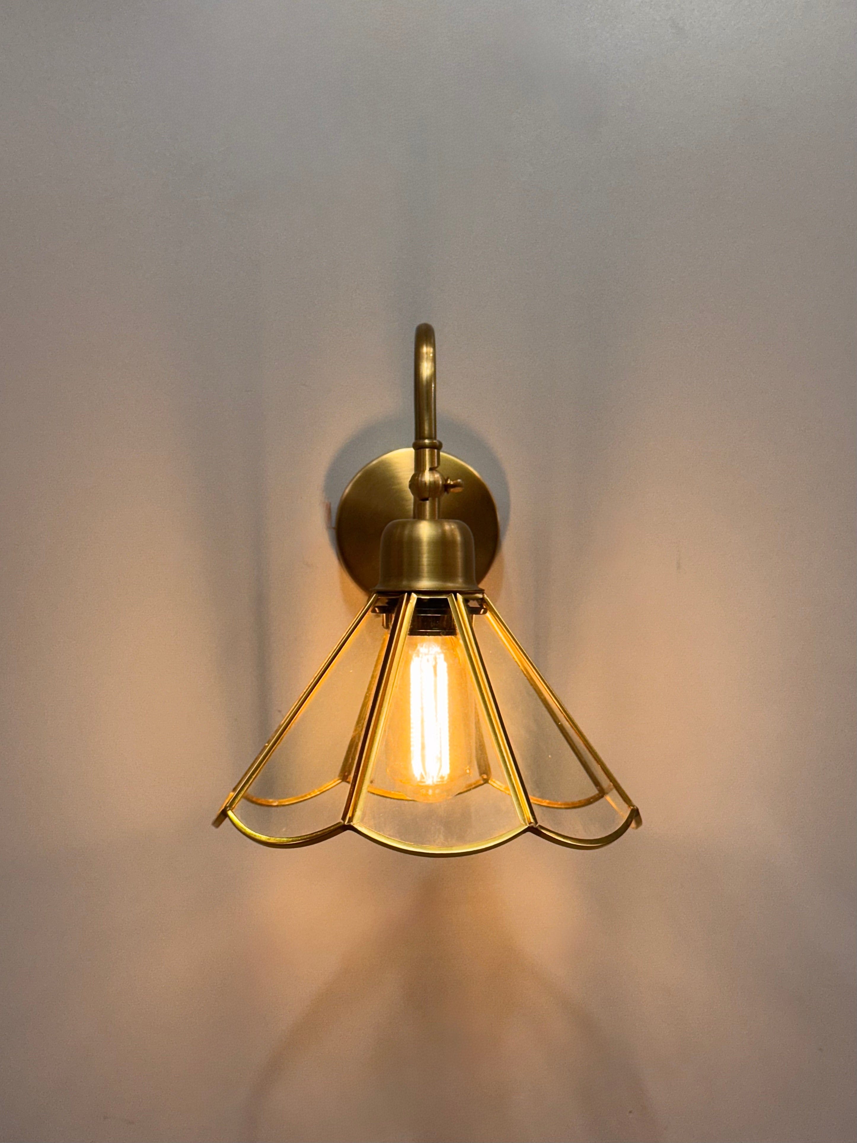 Arel Lighting GABROV Vintage Brass Swan Arm Wall Sconce