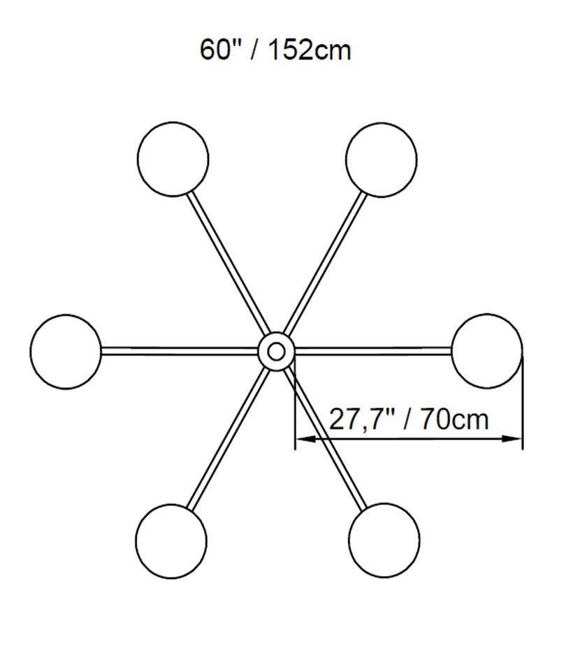 Arel Lighting GEBET 6 Arm Large Semi Flush Mount Lighting
