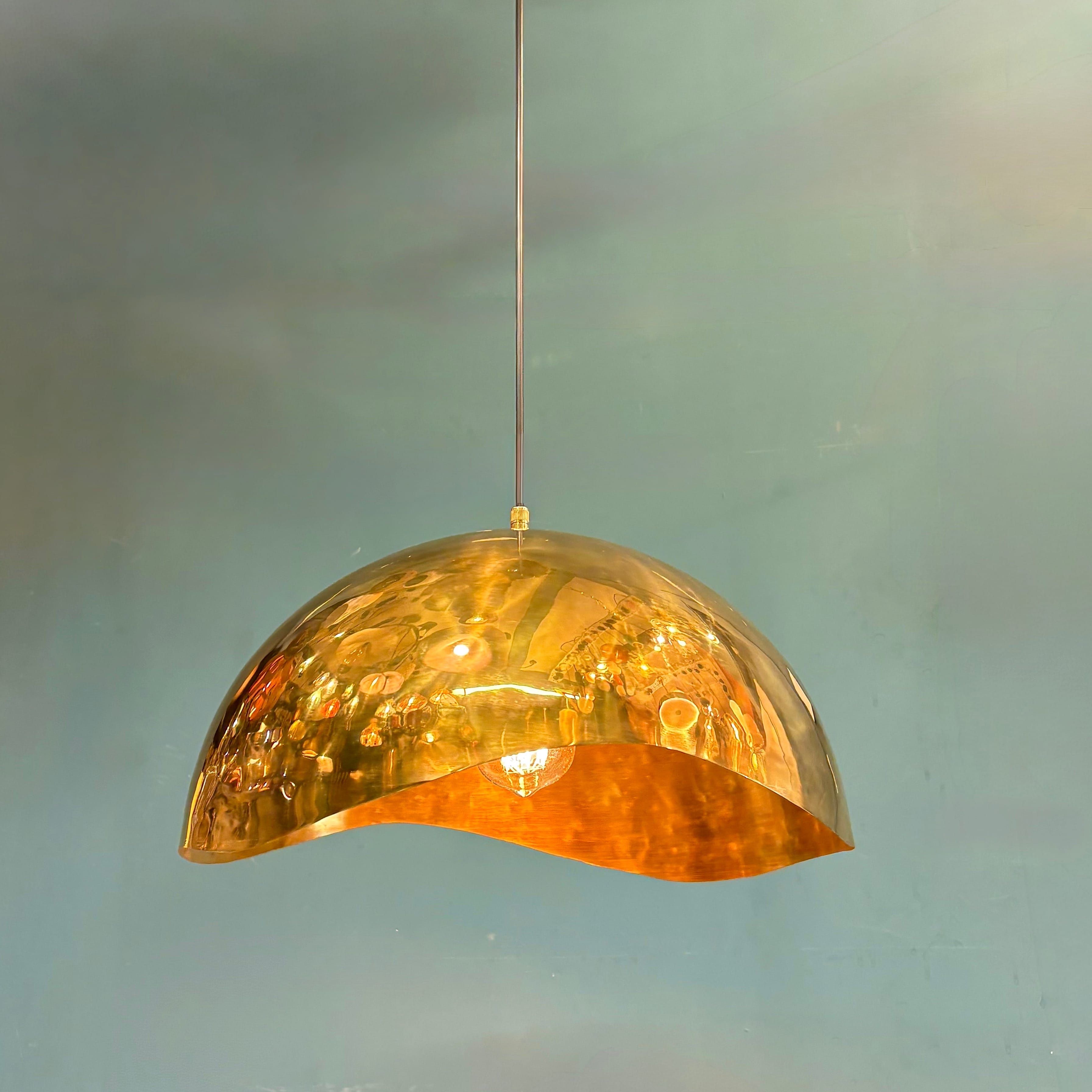 Arel Lighting GERA Hammered Brass Pendant Light