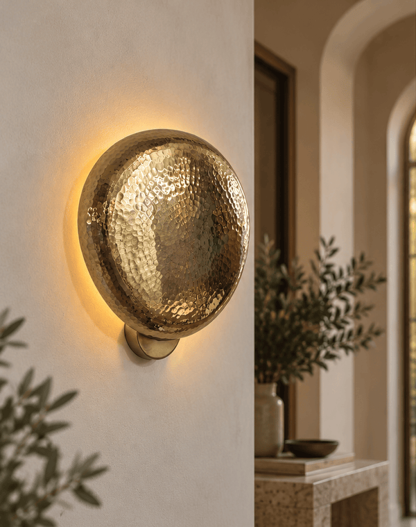 Arel Lighting lighting SOBRA Hammered Brass Wall Sconce