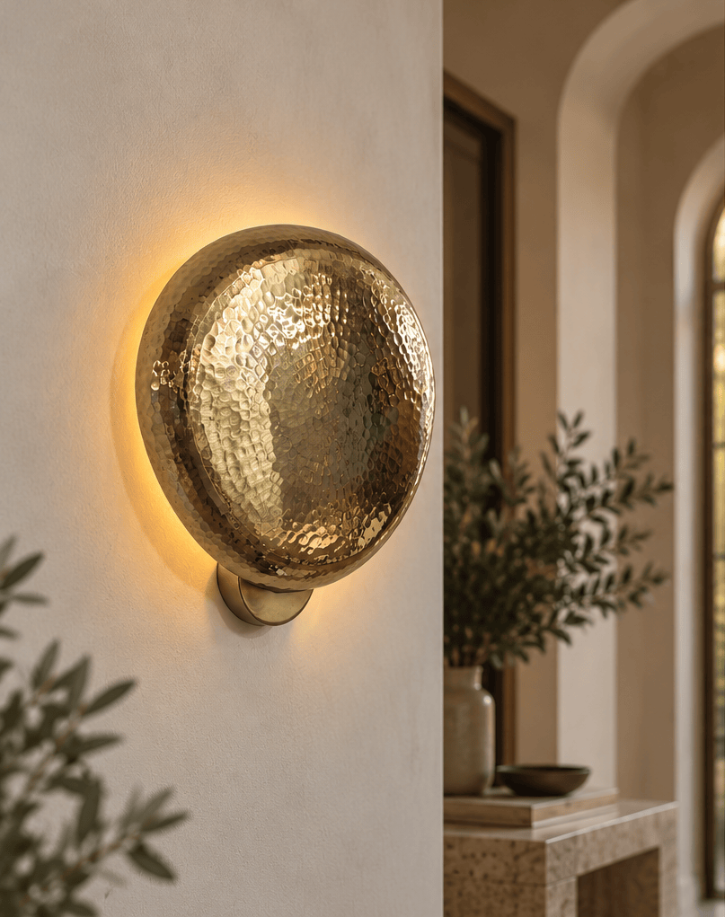 Arel Lighting lighting SOBRA Hammered Brass Wall Sconce