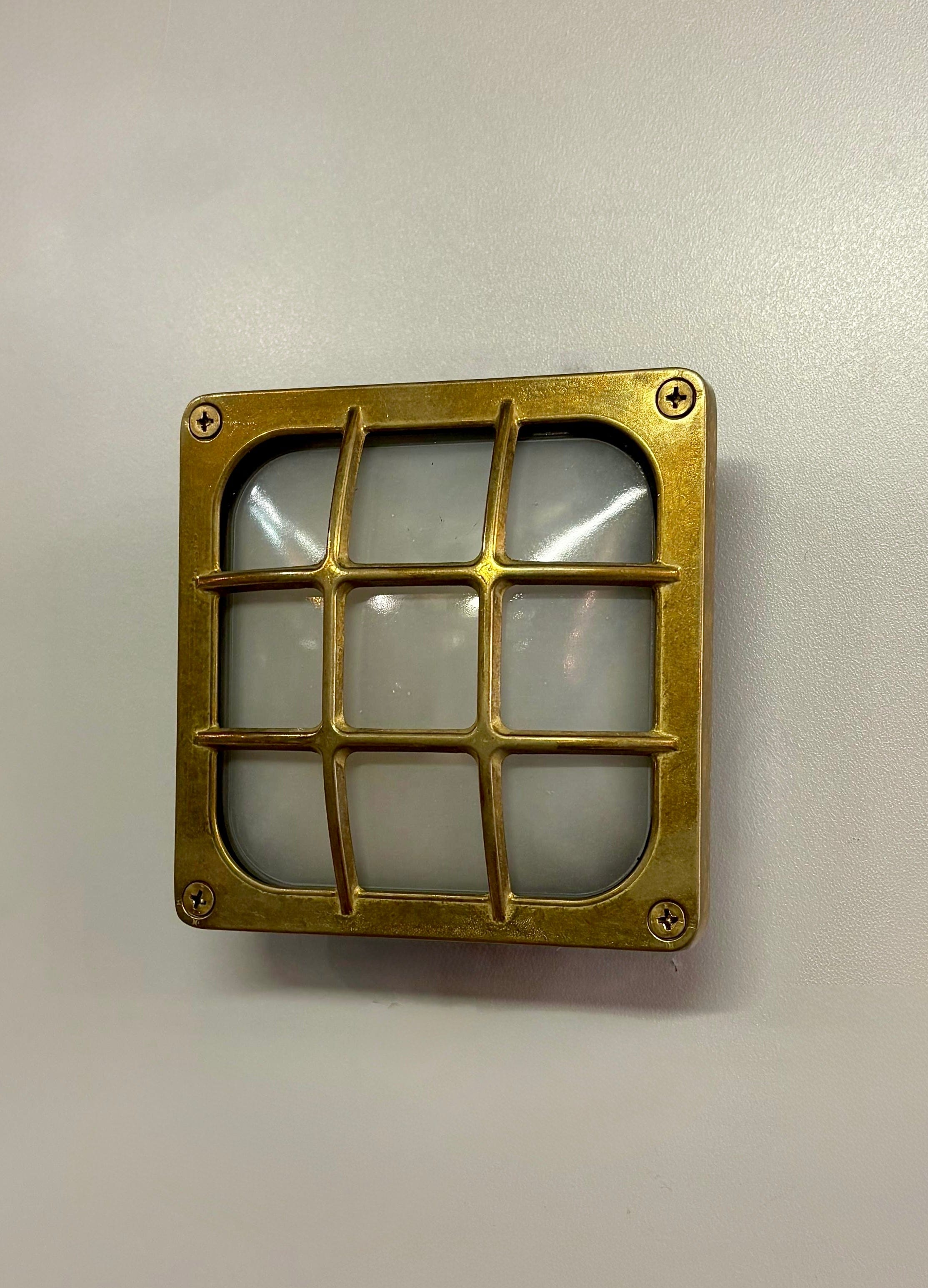 Arel Lighting MENFI Art Deco Inspired Brass Wall Light with Glass, Suitable for Outdoor and Wet Areas, Surface Mounted or Recessed, IP64 rated