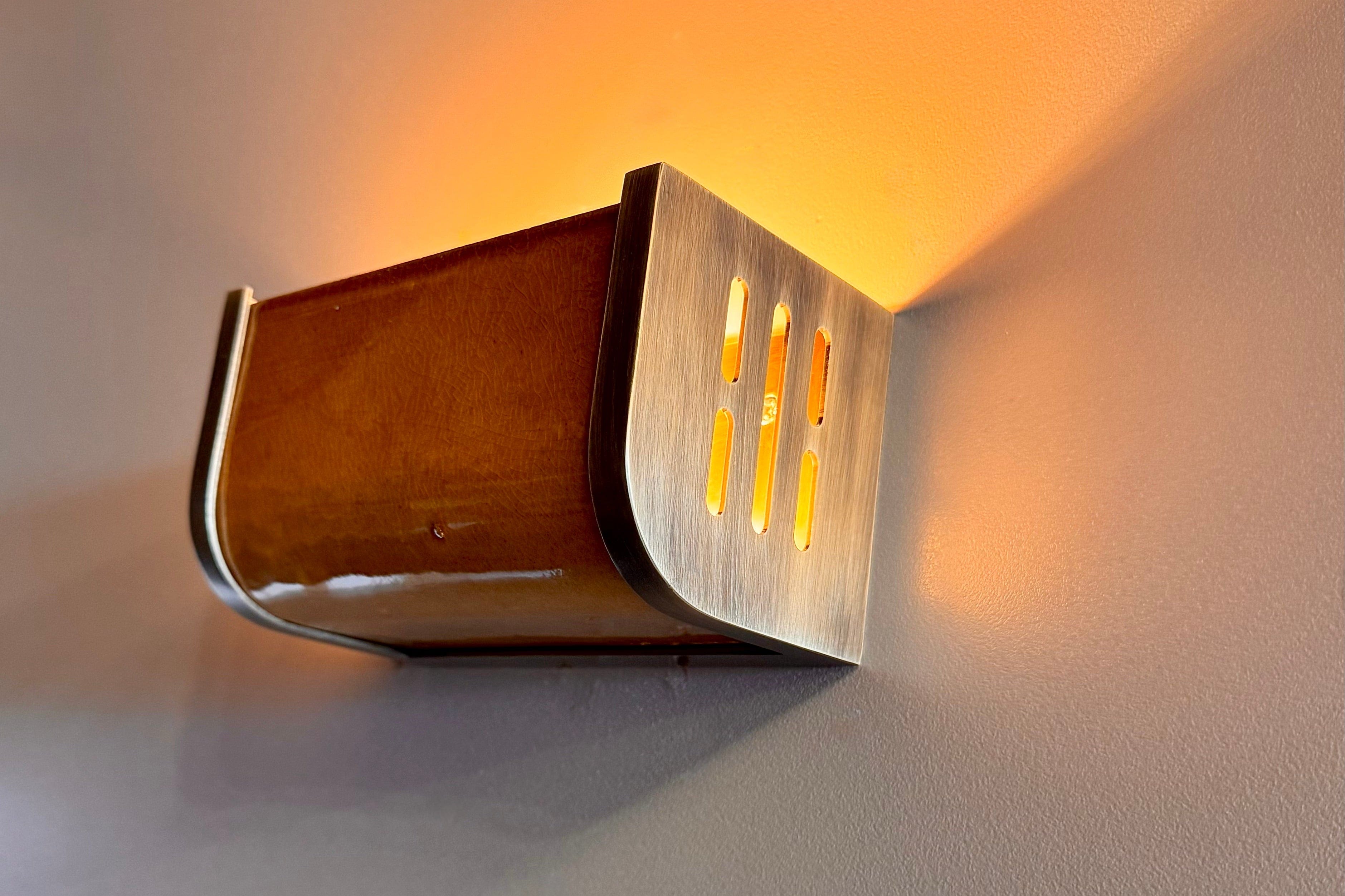 Arel Lighting PRAZZO Handmade Amber Ceramic Wall Sconce