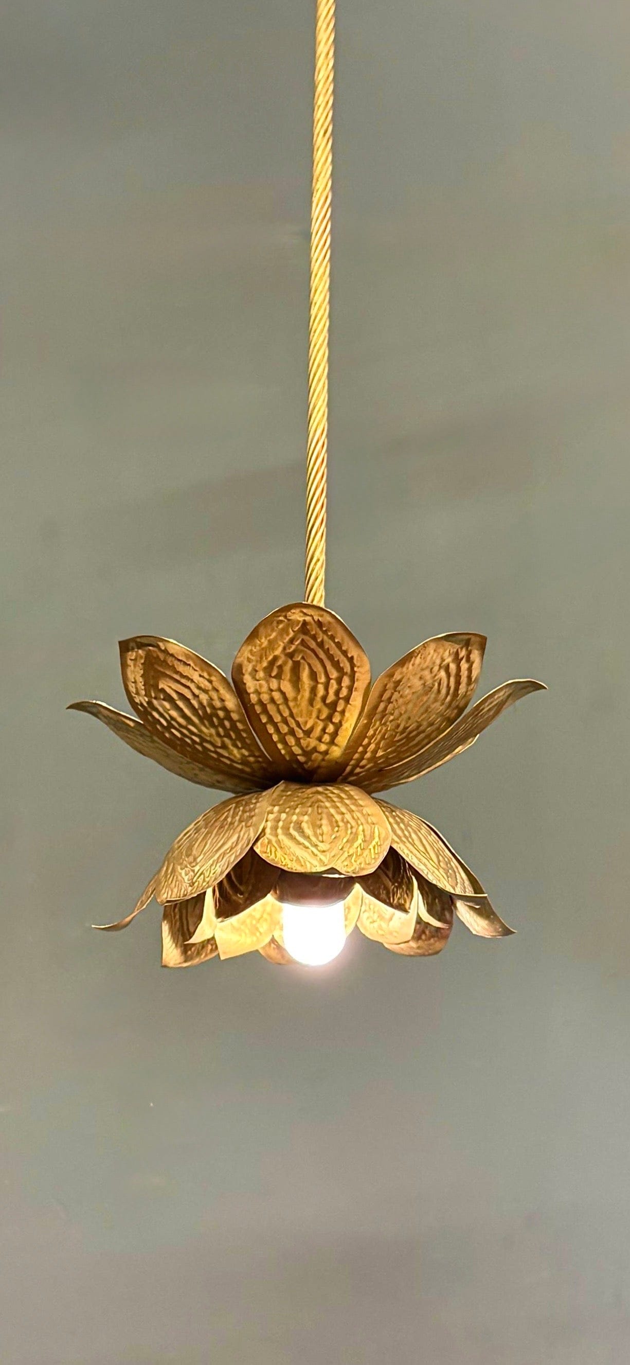 Arel Lighting RANELLA Lotus Flower Brass Pendant – Sculptural Brass Lighting for Boutique Interiors, Bedrooms and Statement Corners
