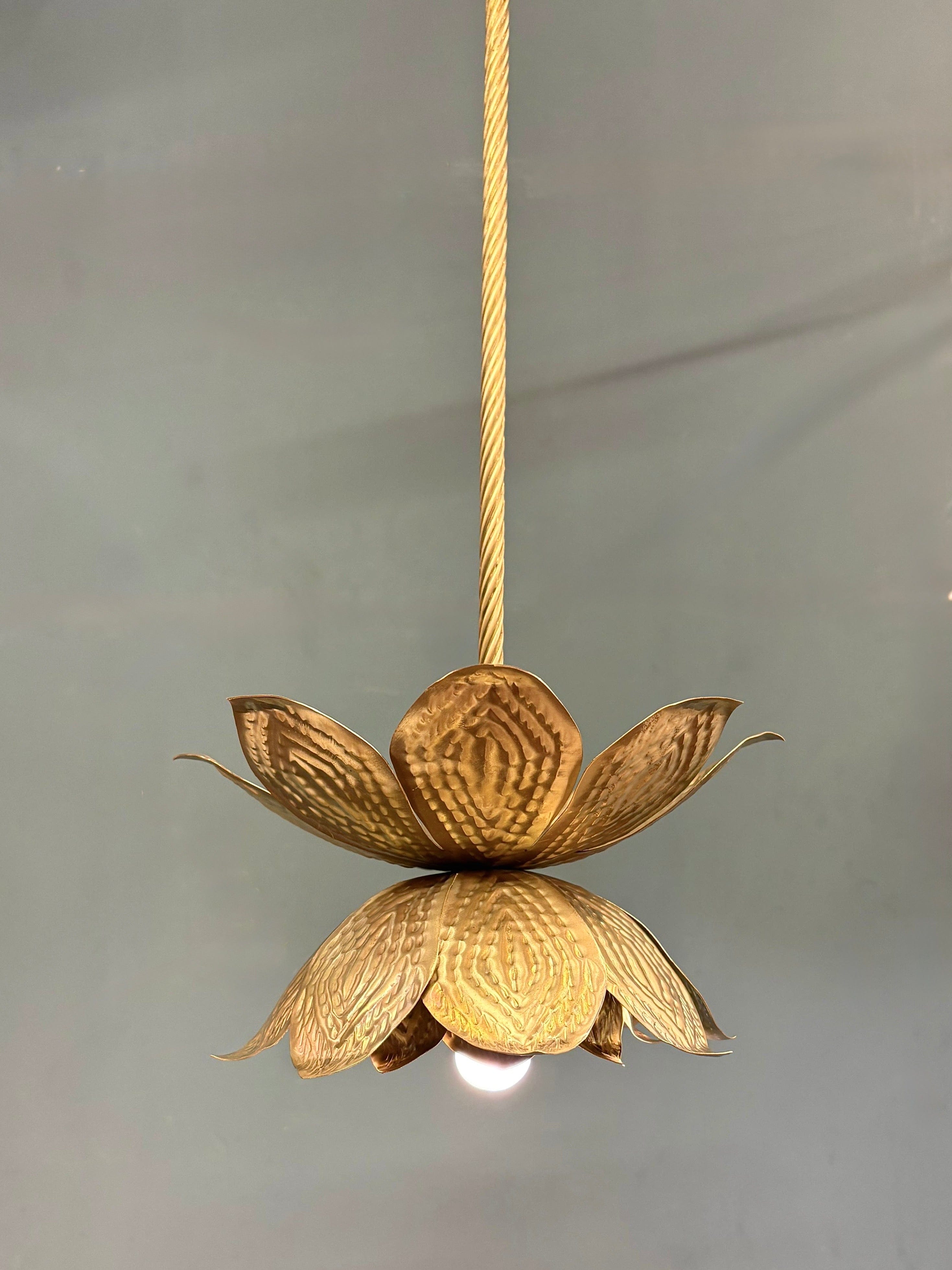 Arel Lighting RANELLA Lotus Flower Brass Pendant – Sculptural Brass Lighting for Boutique Interiors, Bedrooms and Statement Corners