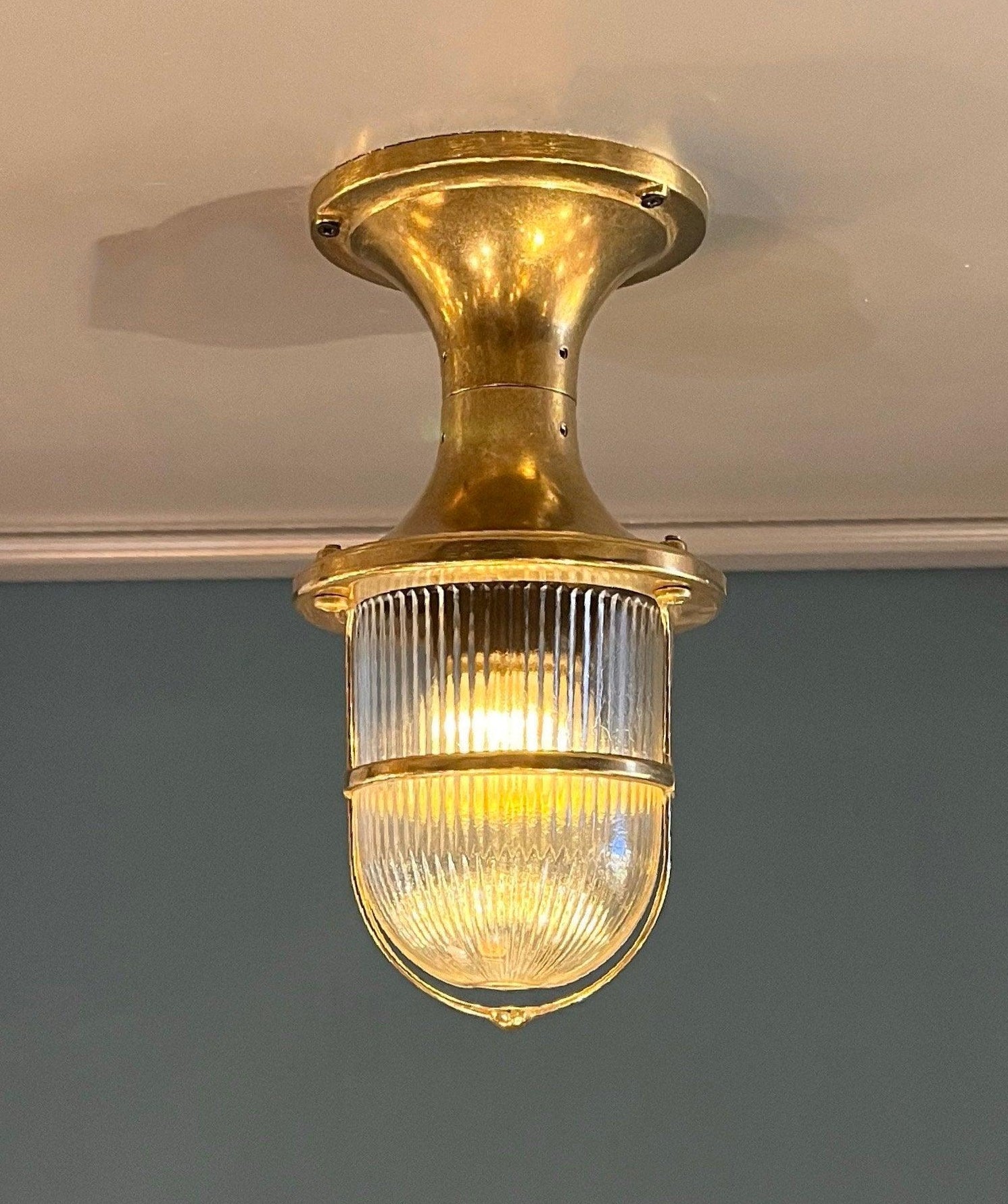 Arel Lighting Raw Brass DELSOL Nautical Ceiling Fixture