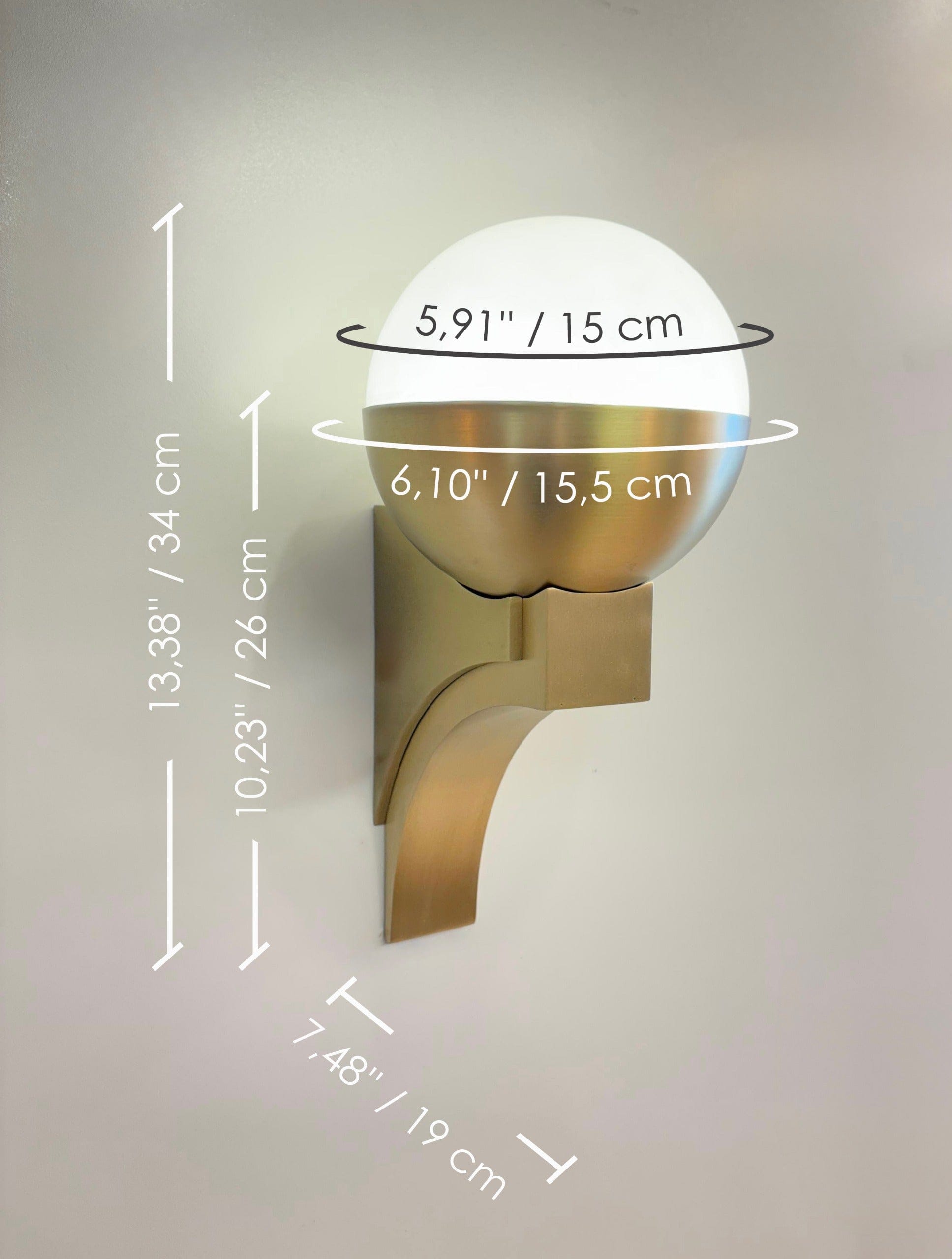 Arel Lighting ROSKO II - Art Deco Wall Sconce, Sculptural Architectural Lighting with Optional Opal Globe for Modern and Classic Interiors