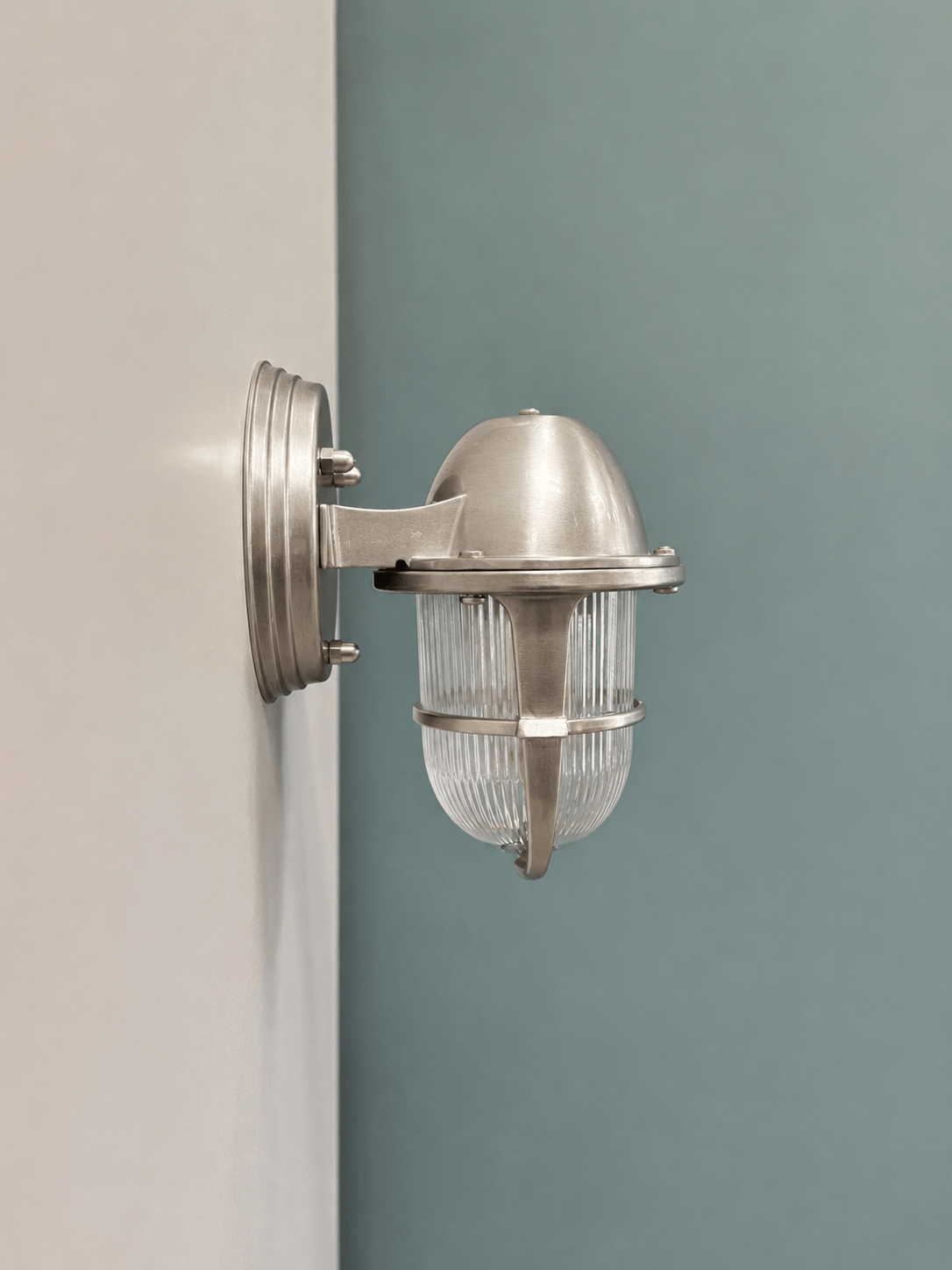 Arel Lighting Satin Nickel / Perforated DELSOL GRANDE CAN Nautical Outdoor Wall Sconce