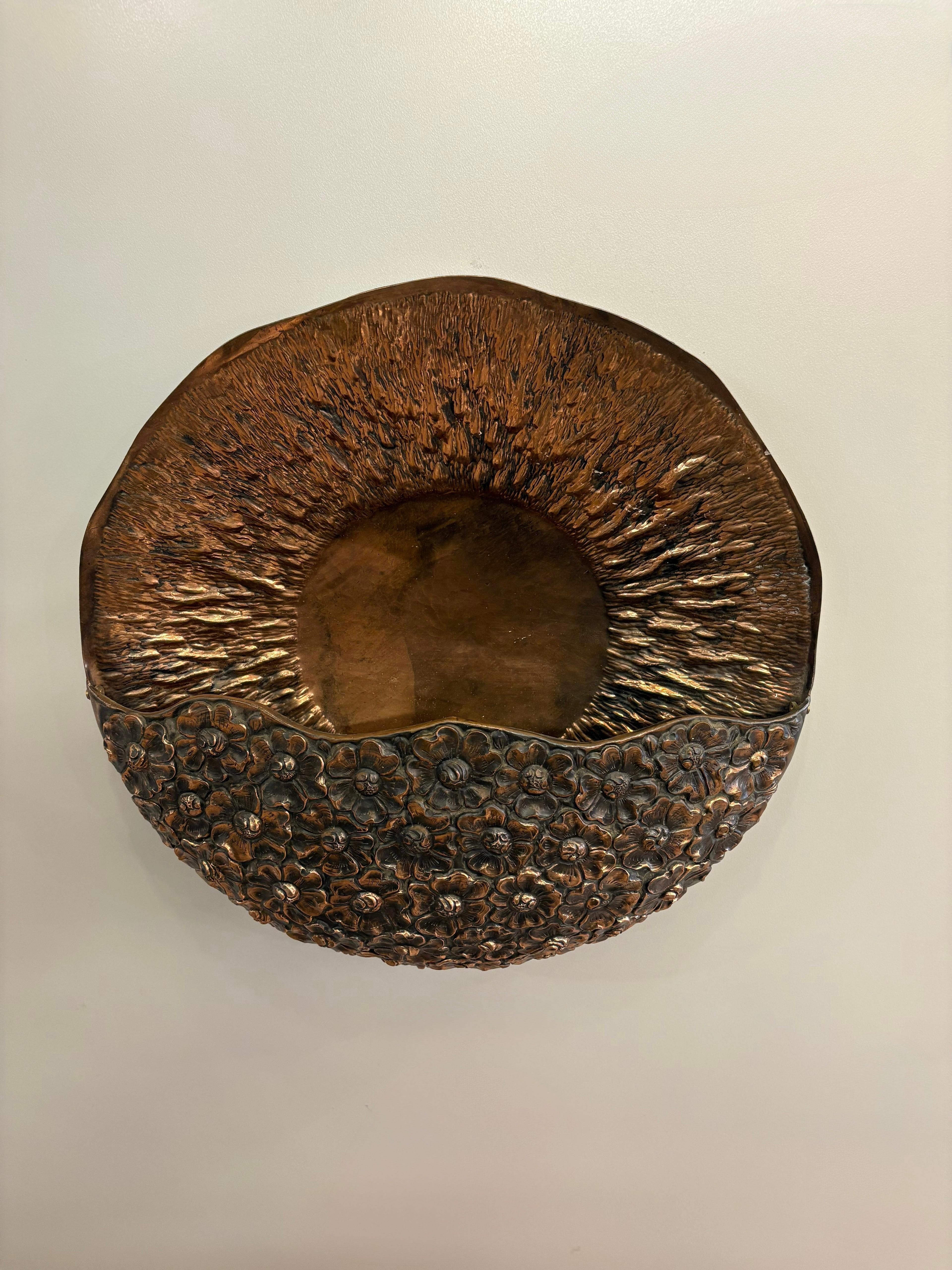 Arel Lighting SORO Hand-Hammered Copper Wall Sconce, Contemporary Sculptural Lighting