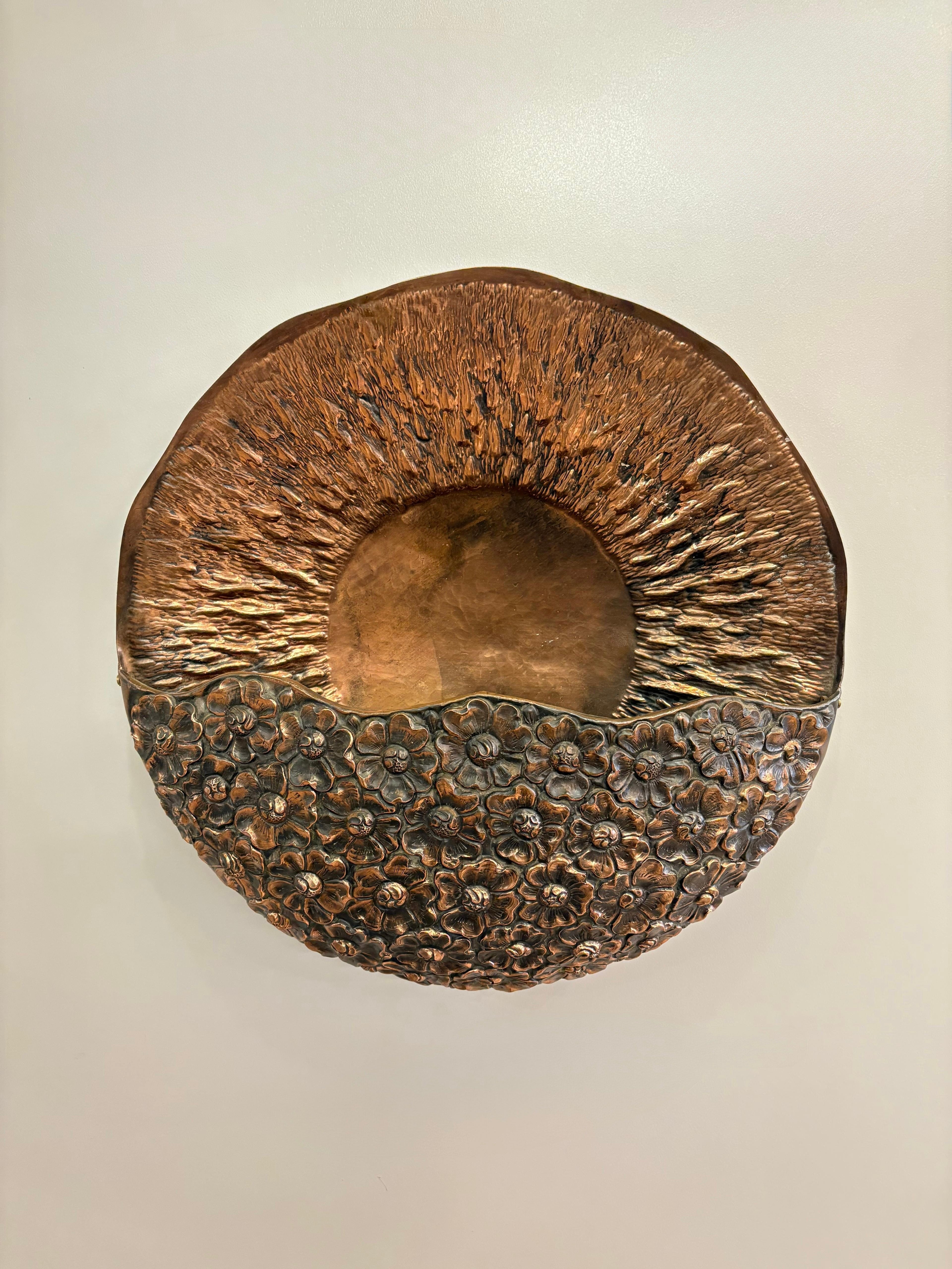 Arel Lighting SORO Hand-Hammered Copper Wall Sconce, Contemporary Sculptural Lighting
