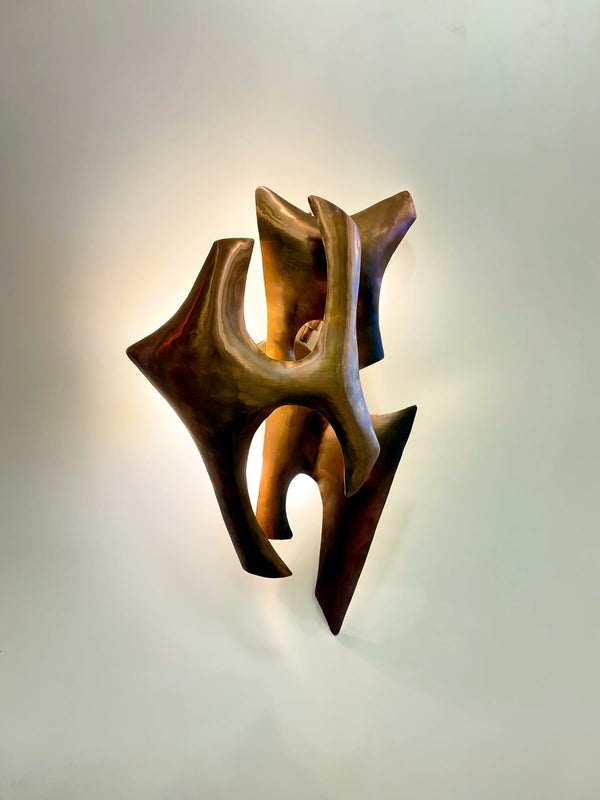 Arel Lighting Wall Sconce BALTI Sculptural Hand-Hammered Brass Wall Sconce