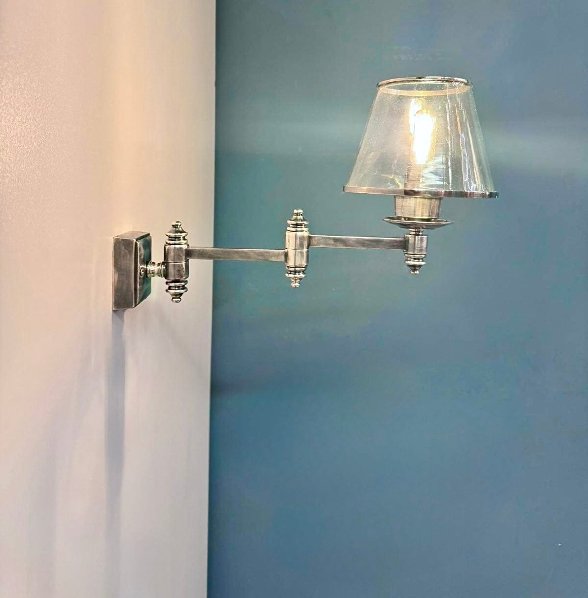 My Store Antique Silver MORRA Articulating Brass Wall Sconce