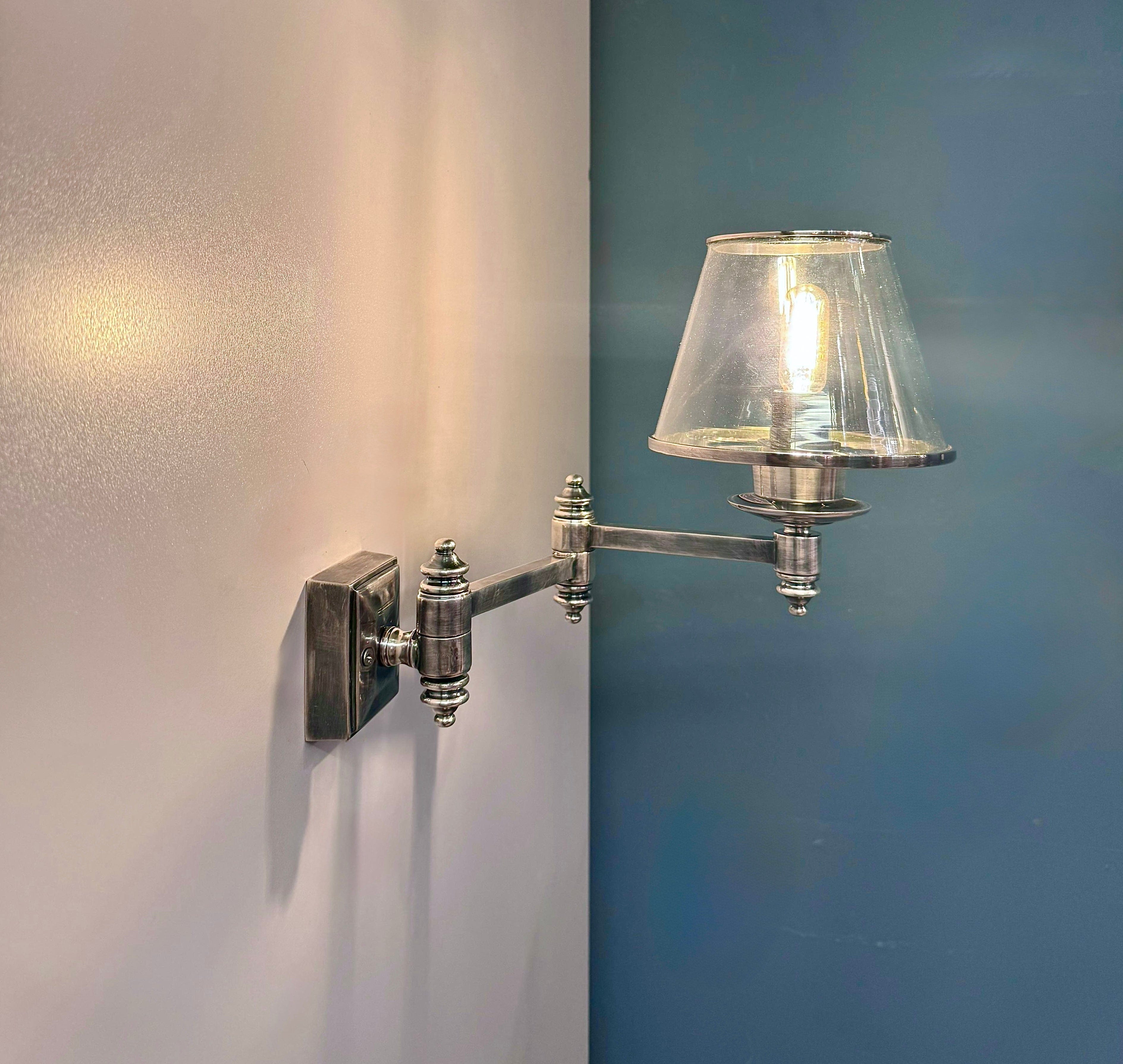 My Store Antique Silver MORRA Articulating Brass Wall Sconce