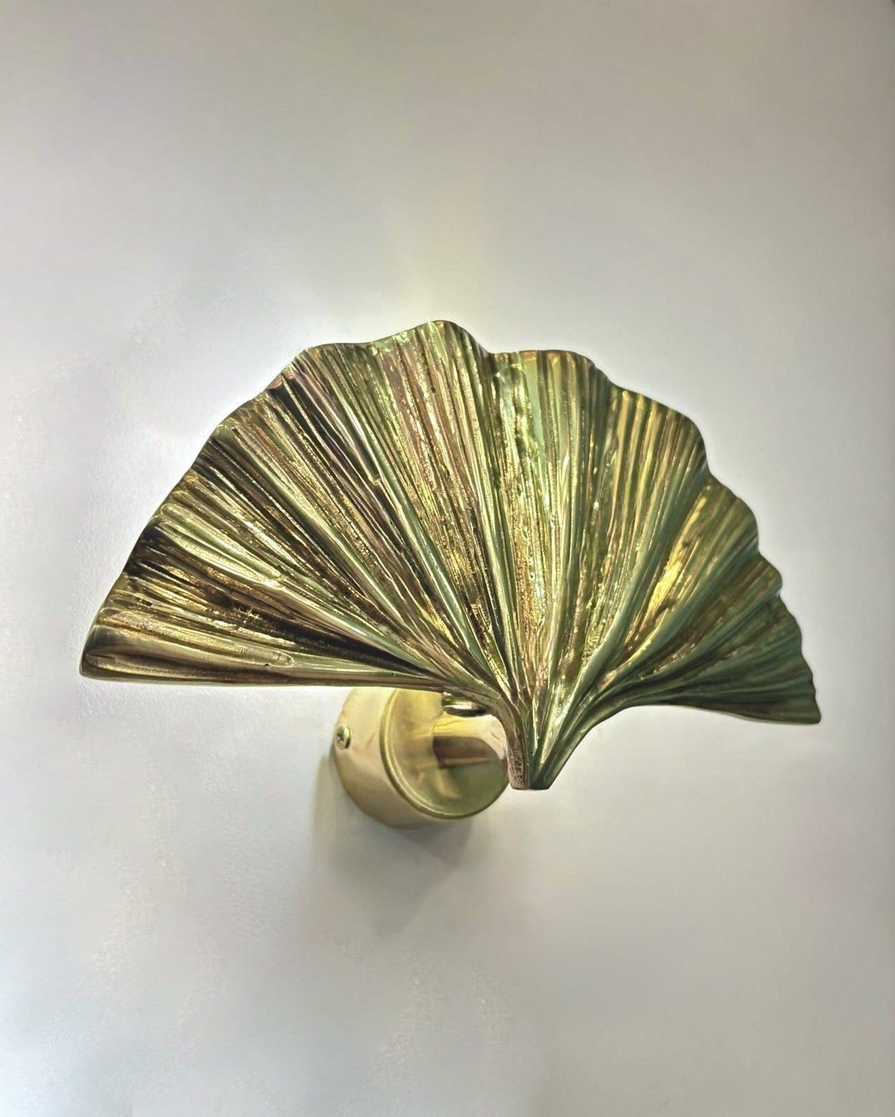 My Store Brushed Brass ALMADA MINI Handmade Brass Gingko Leaf Wall Sconce