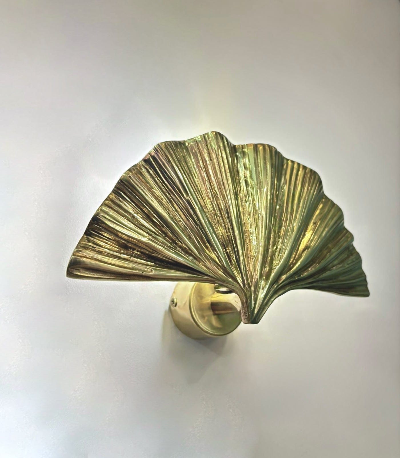 My Store Brushed Brass ALMADA MINI Handmade Brass Gingko Leaf Wall Sconce