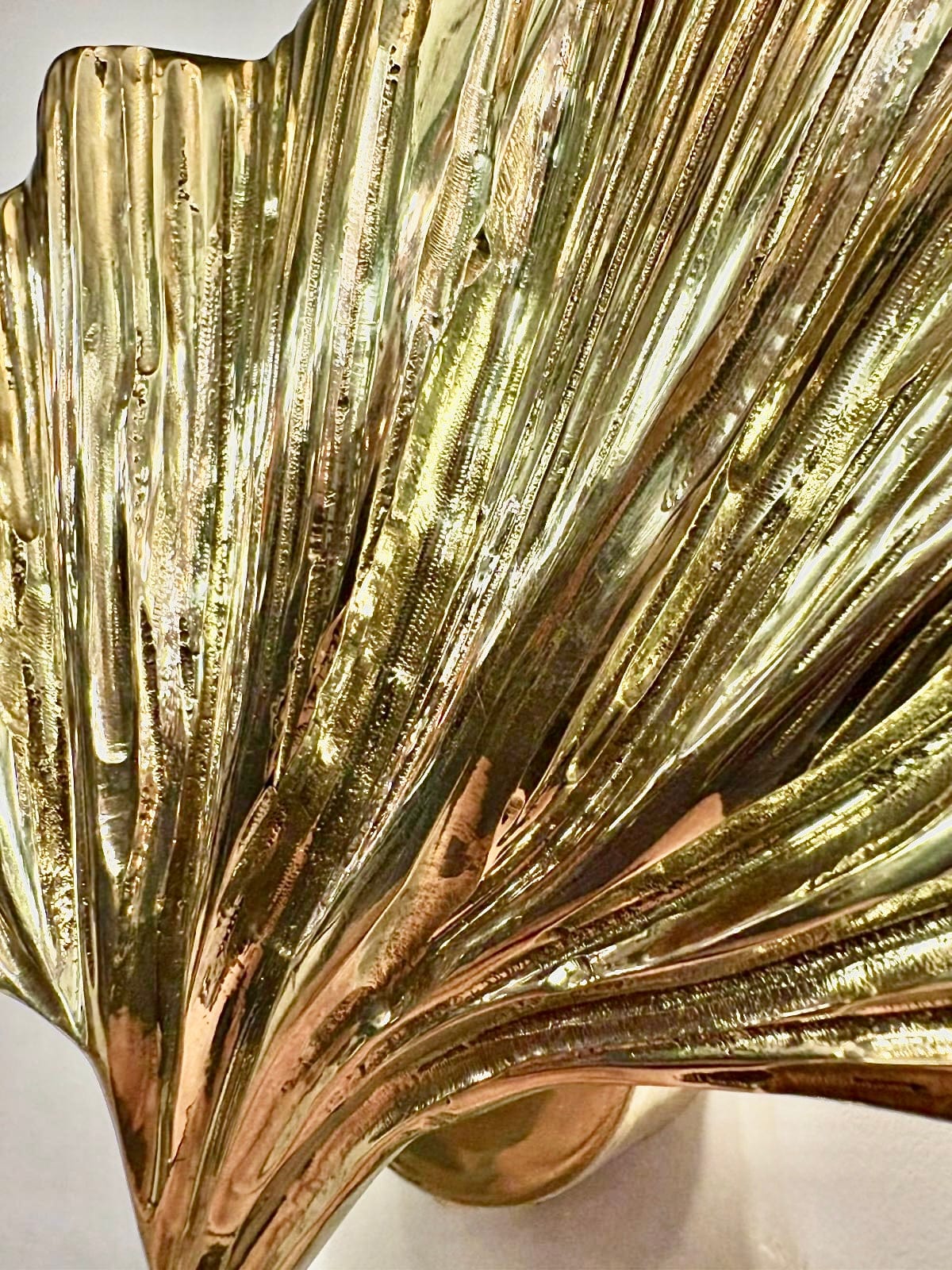 My Store Brushed Brass ALMADA MINI Handmade Brass Gingko Leaf Wall Sconce