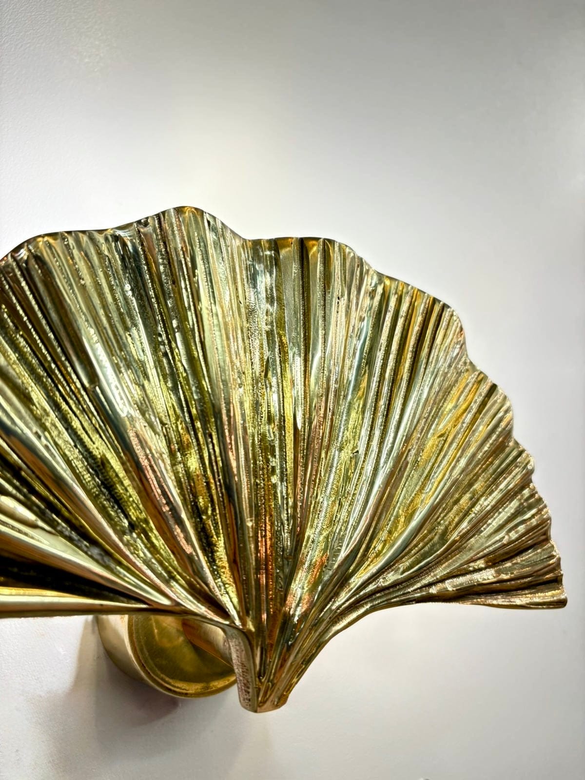 My Store Brushed Brass ALMADA MINI Handmade Brass Gingko Leaf Wall Sconce