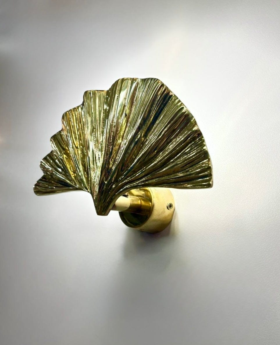 My Store Brushed Brass ALMADA MINI Handmade Brass Gingko Leaf Wall Sconce