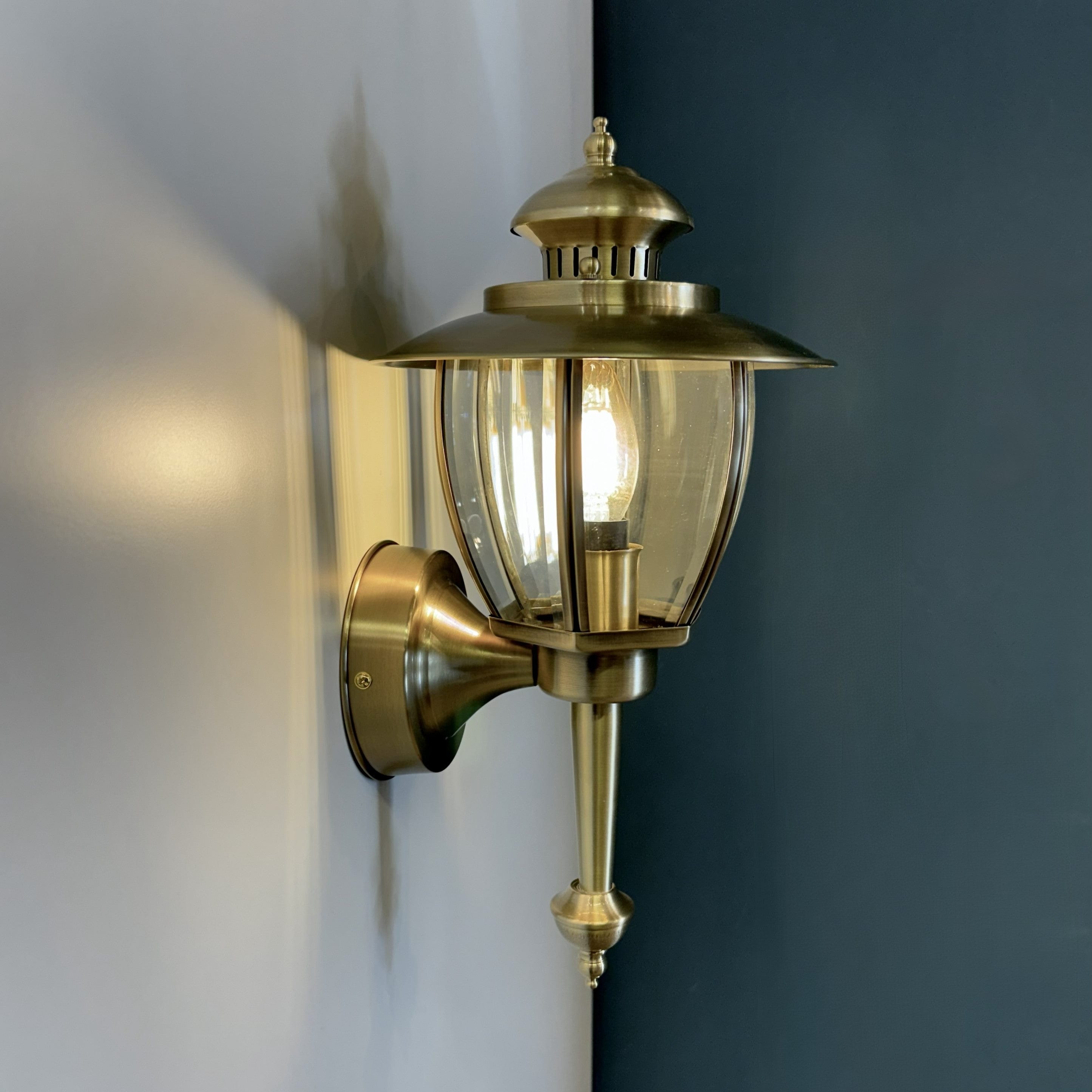 Fall front porch brass outdoor wall sconce