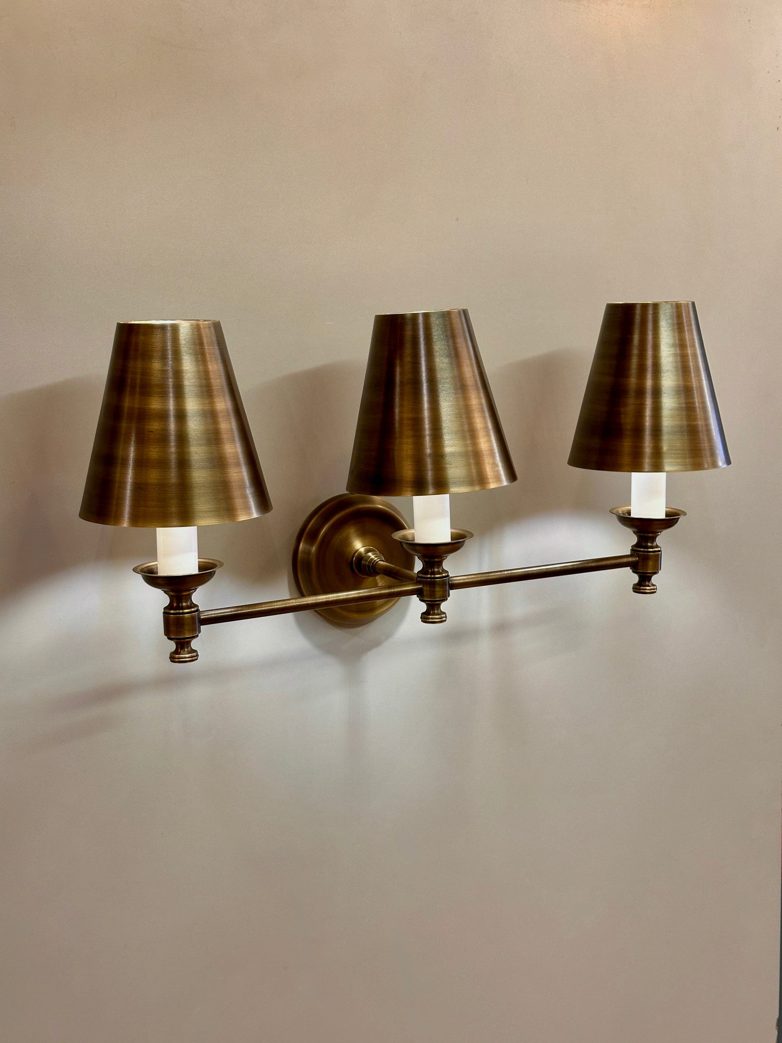 Arel Lighting Antique Brass FOGGIO Triple Traditional Wall Sconce