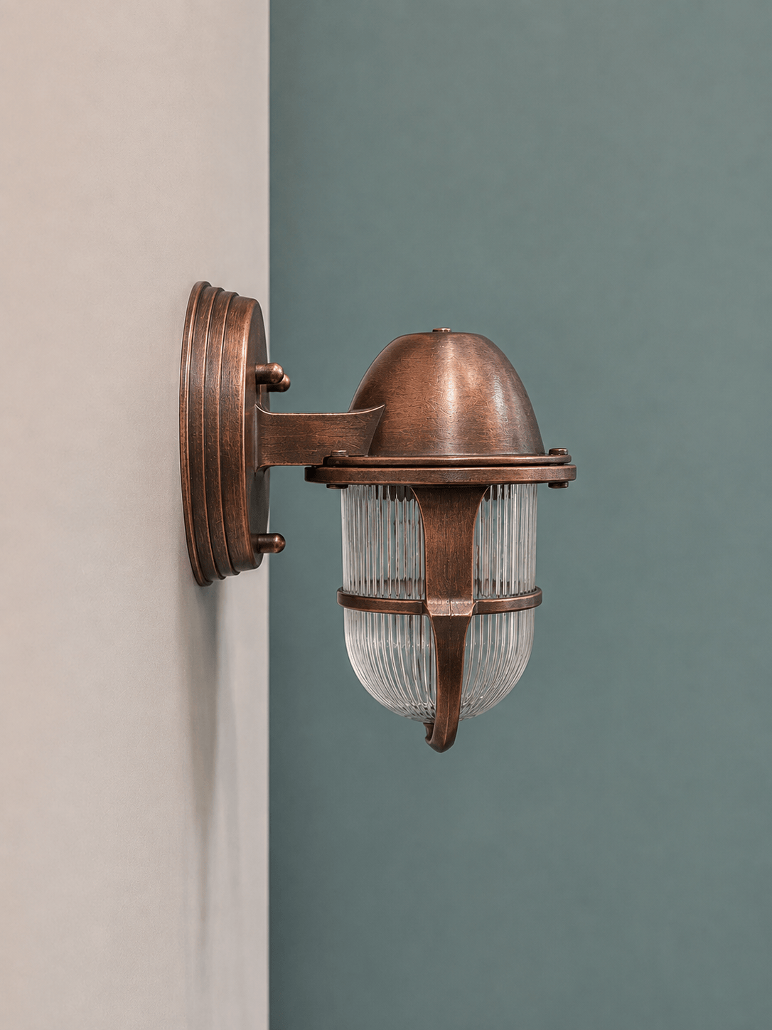 Arel Lighting Antique Copper / Perforated DELSOL GRANDE CAN Nautical Outdoor Wall Sconce