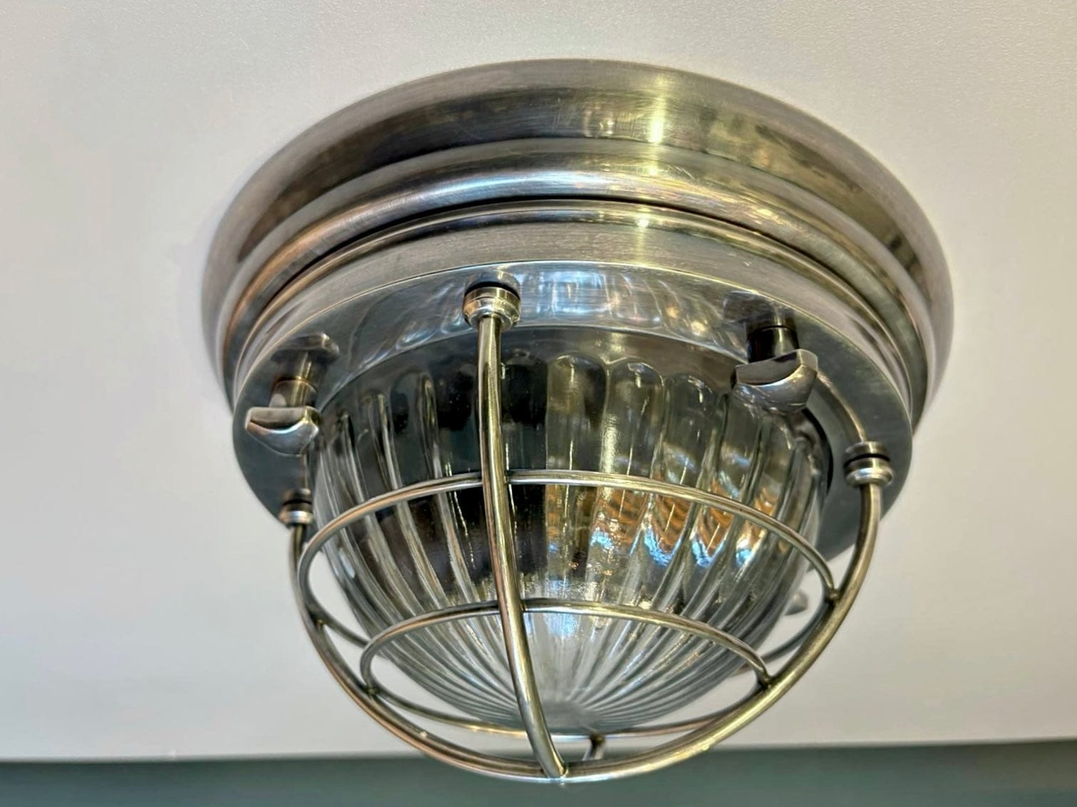 Arel Lighting Antique Silver CALITRI Brass Nautical Ceiling Light