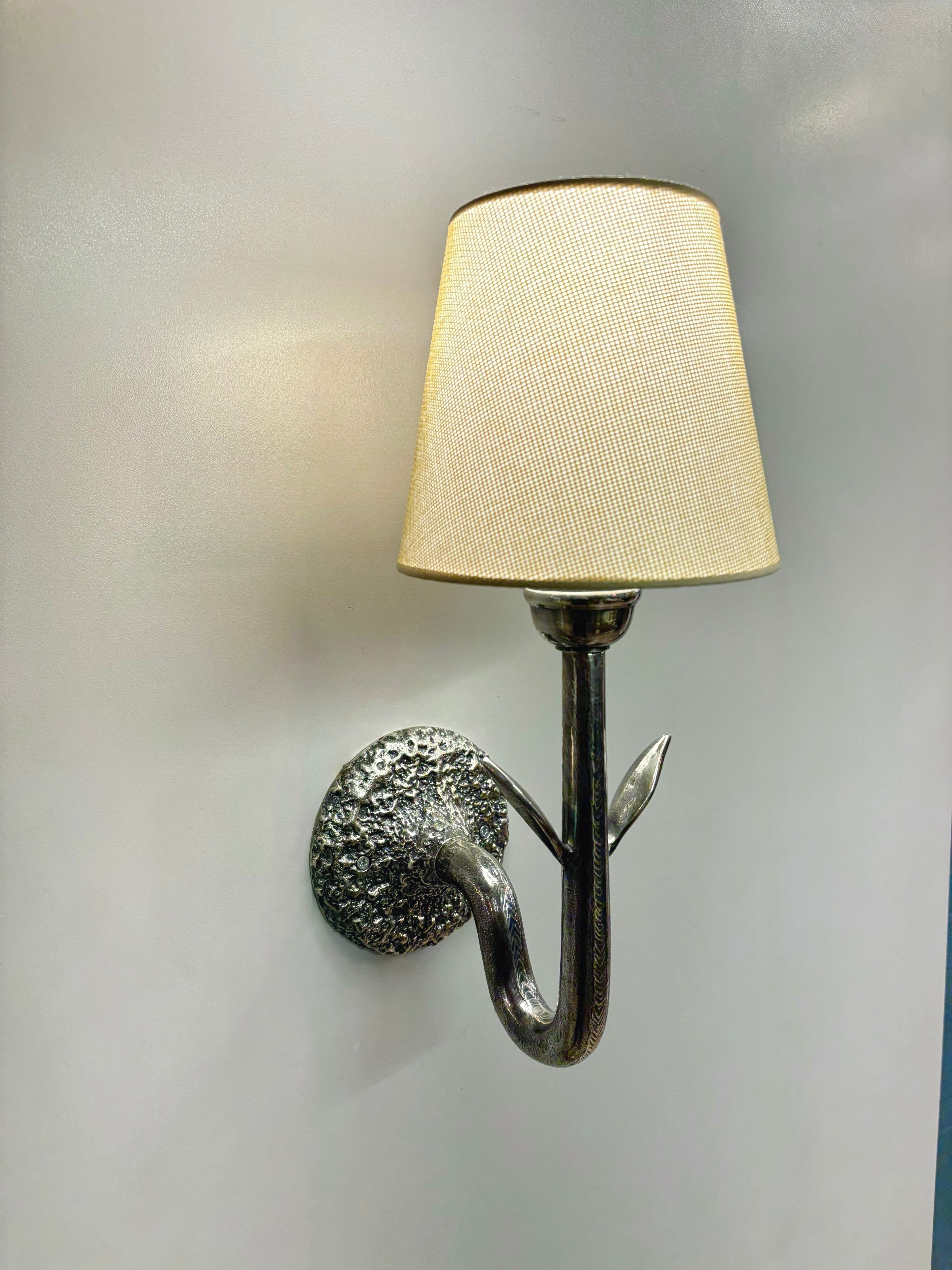 Arel Lighting Antique Silver / Fabric FORIN  Eclectic Brass Wall Sconce