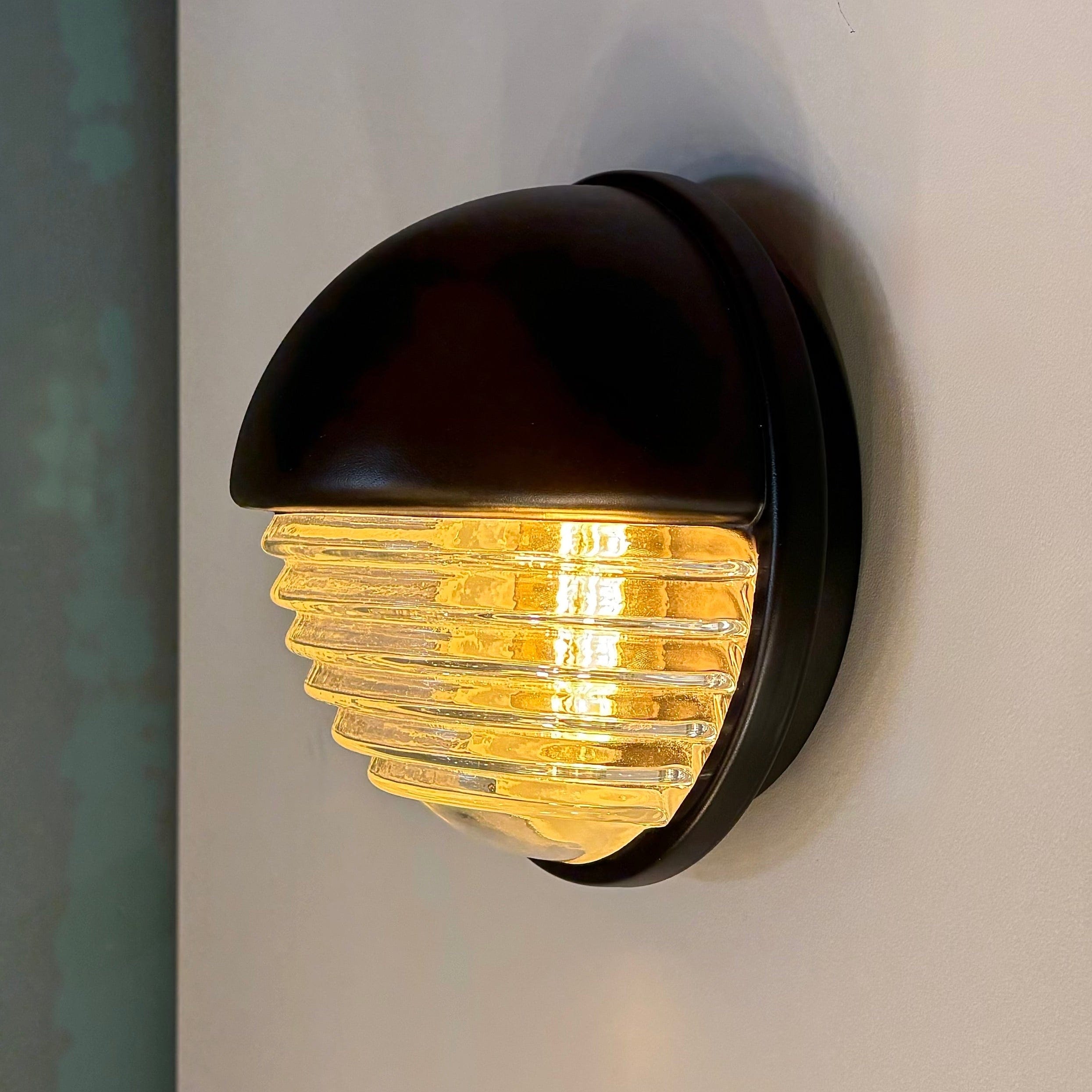 Arel Lighting Black LUTSK Nautical Brass Outdoor Wall Light