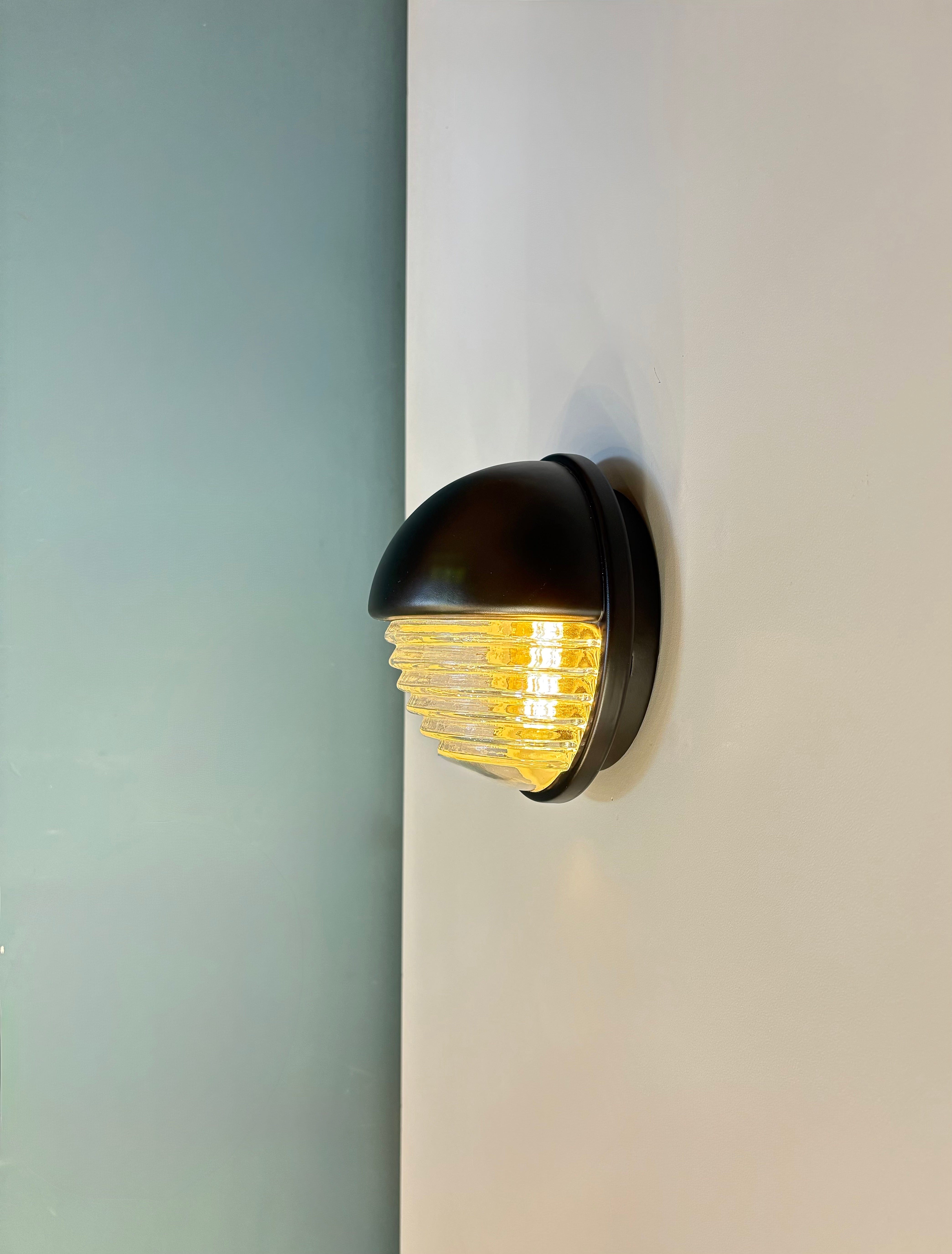 Arel Lighting Black LUTSK Nautical Brass Outdoor Wall Light