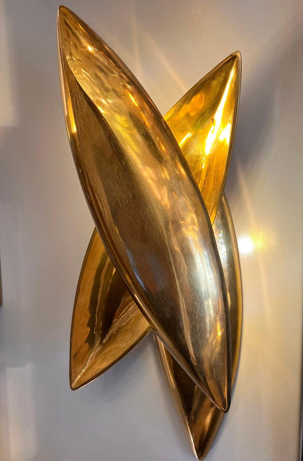 Arel Lighting Brushed Brass SEED Sculptural Solid Brass Casting Wall Sconce