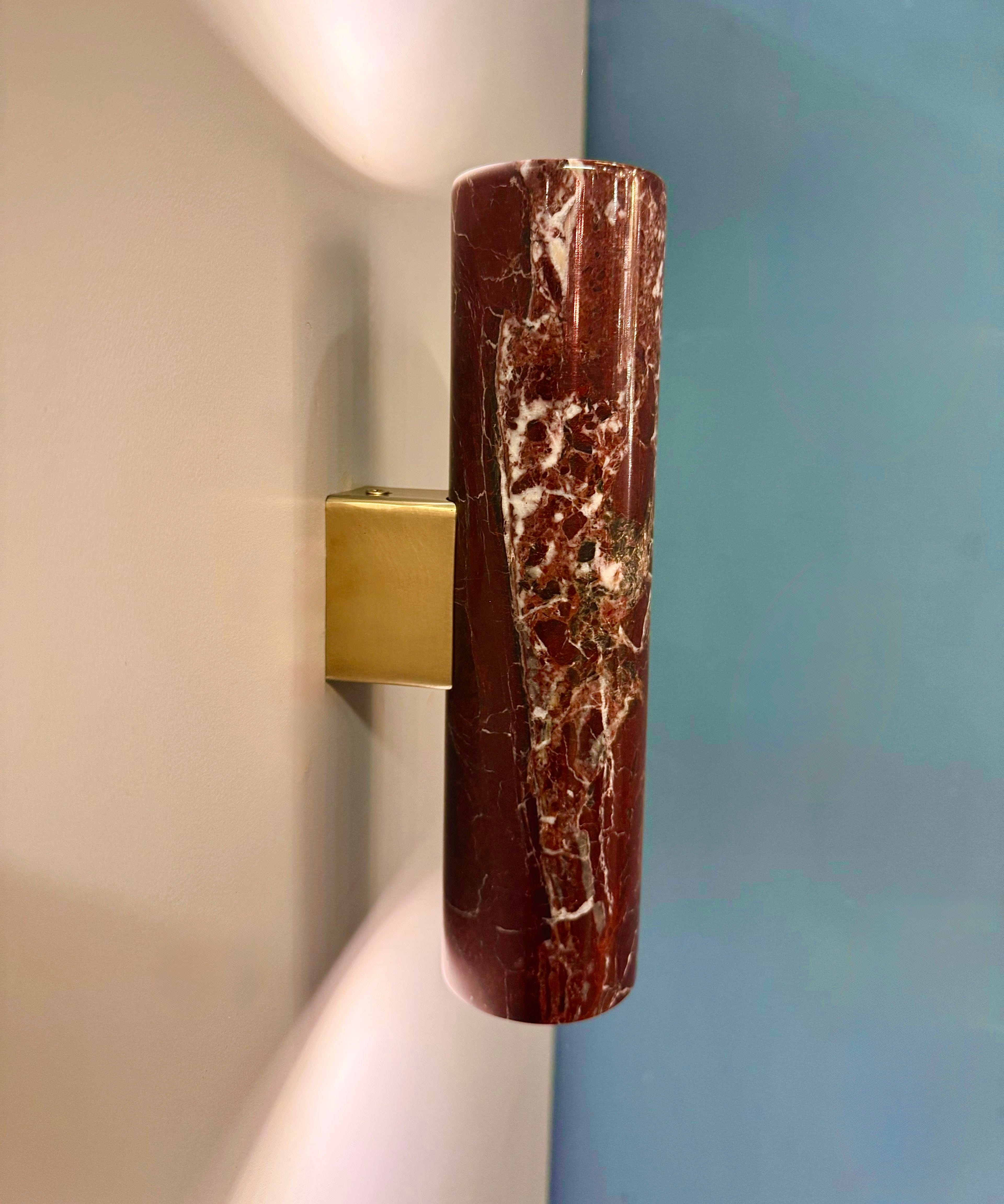 Arel Lighting FUSADA Rosso Levanto Marble Two Way Wall Sconce