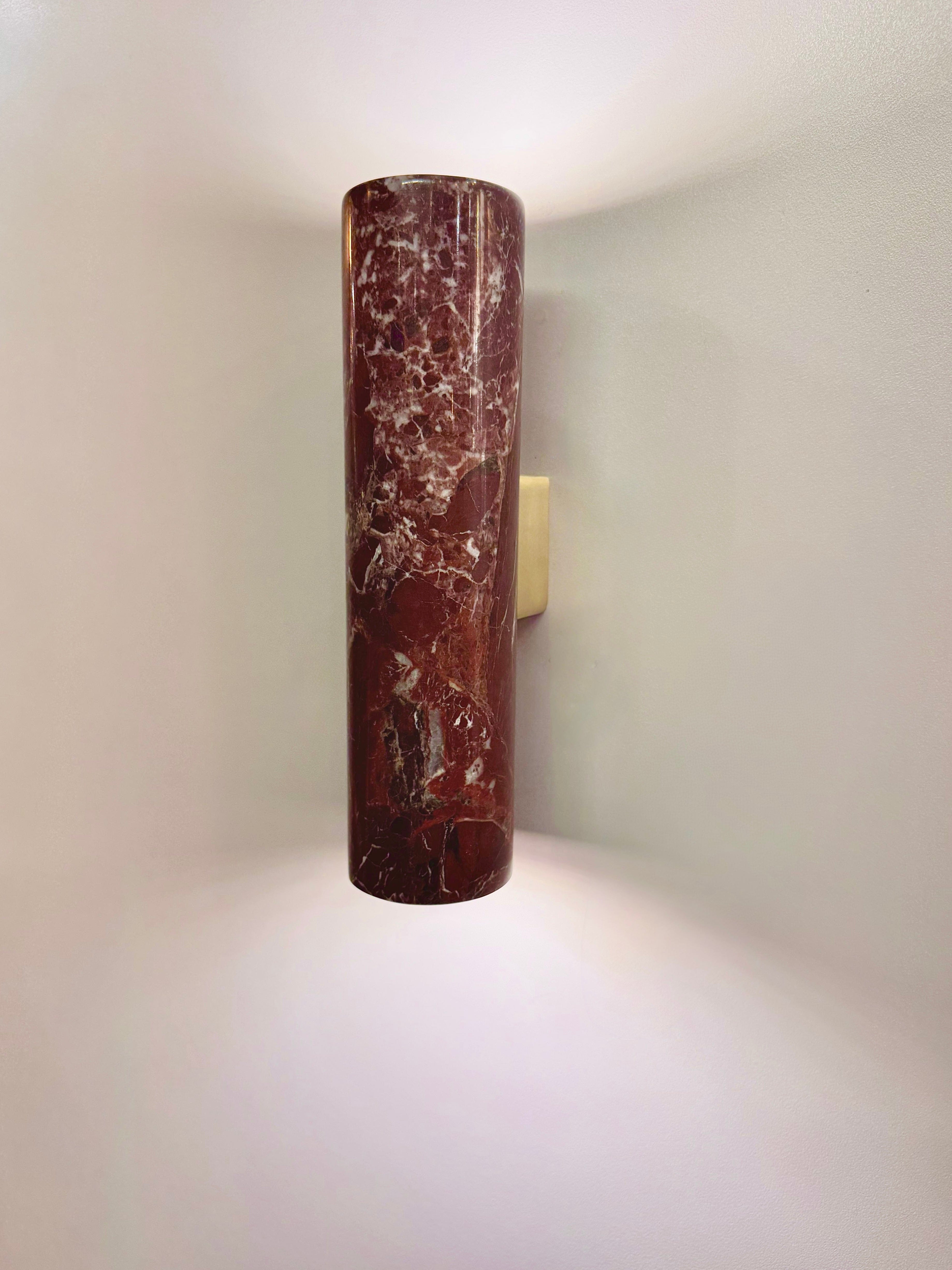 Arel Lighting FUSADA Rosso Levanto Marble Two Way Wall Sconce