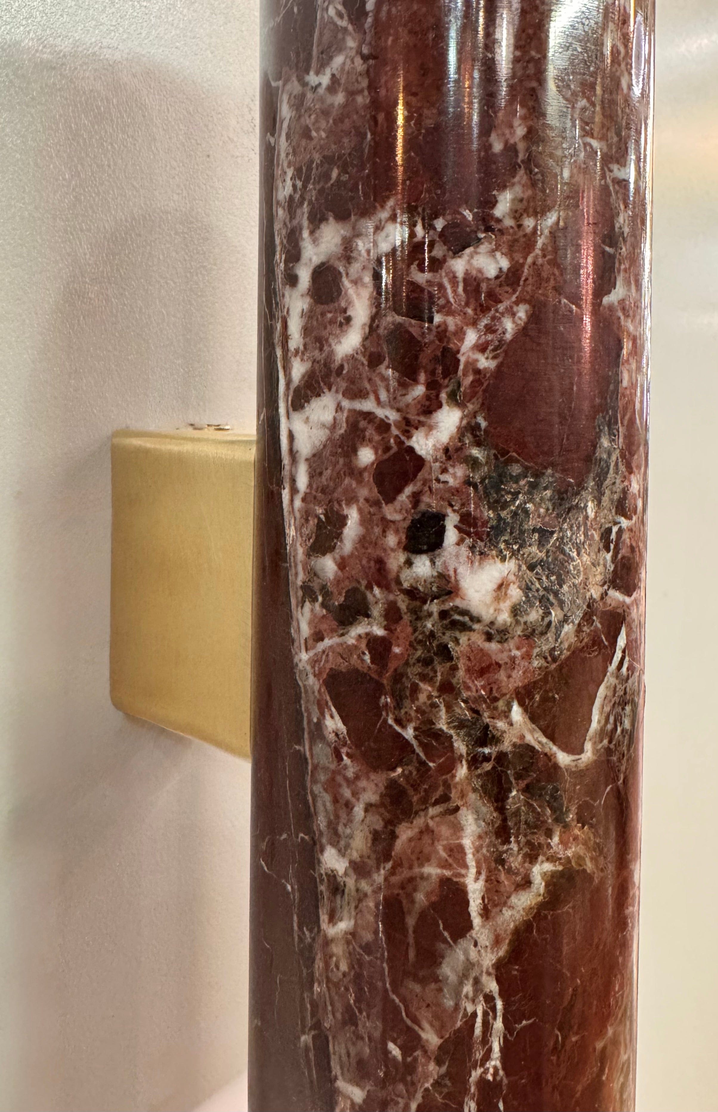 Arel Lighting FUSADA Rosso Levanto Marble Two Way Wall Sconce