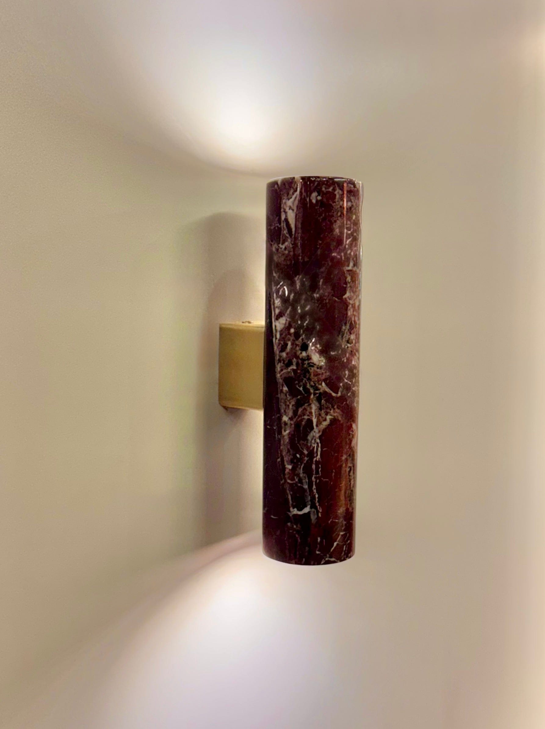 Arel Lighting FUSADA Rosso Levanto Marble Two Way Wall Sconce